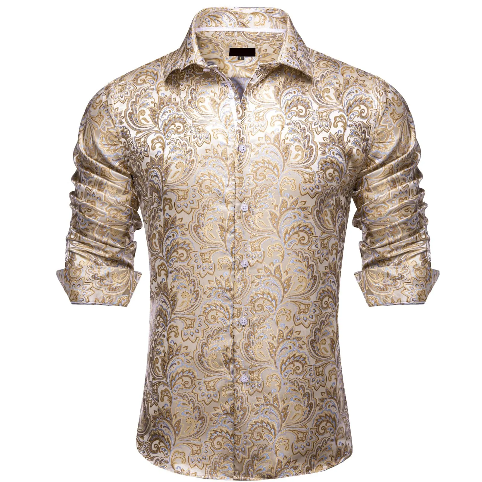 Ties2you Champagne Dress Shirt Mens Formal Paisley Button Down Long Sleeve Shirt sold by Ties2You