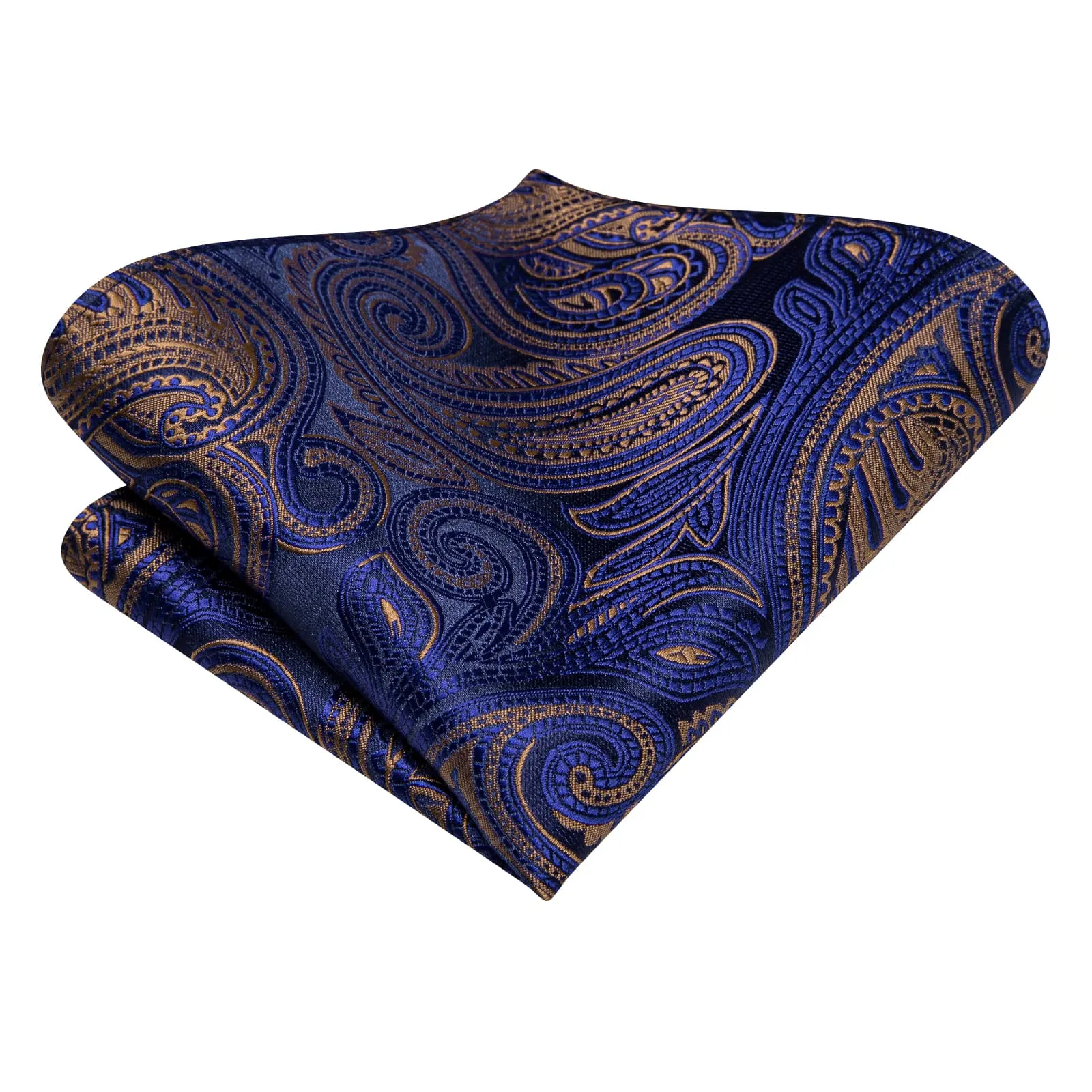 Ties2you Tie Top Navy Blue Brown Paisley Silk Mens Formal Business Ties Pocket Square Cufflinks Set sold by Ties2You product image thumbnail 5