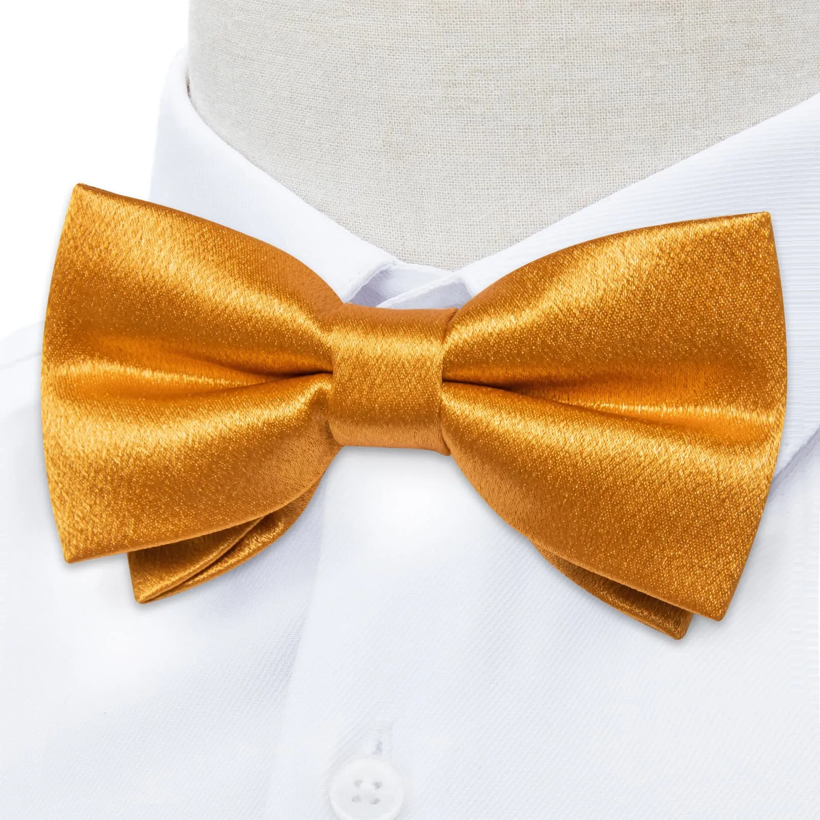 Ties2you Gold Bow Tie Fashion Shining Solid Silk Men's Pre-tied Bowtie Pocket Square Cufflinks set sold by Ties2You product image thumbnail 3