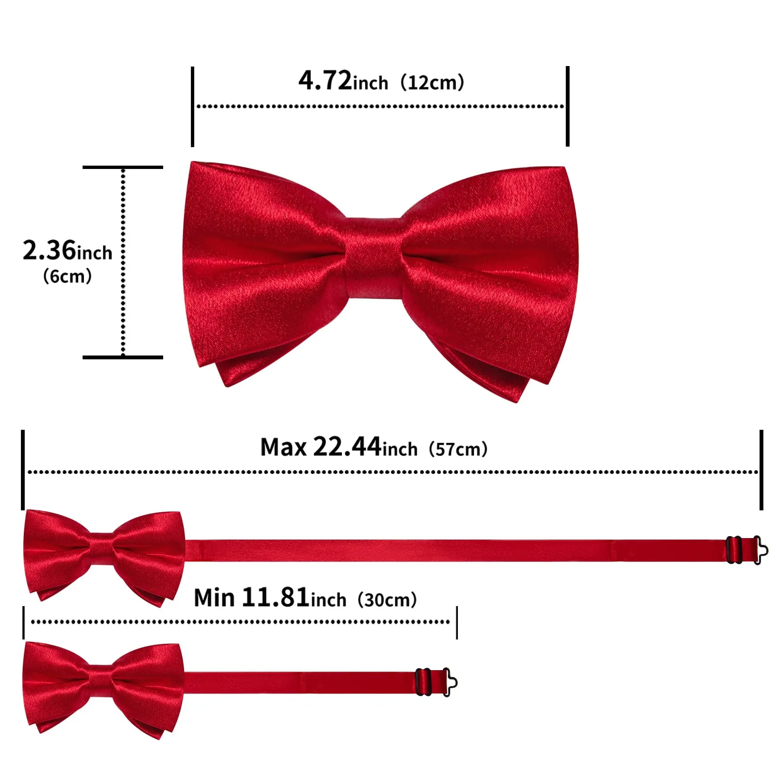Ties2you Red Bow Tie Fashion Shining Red Silk Men's Pre-tied Bowtie Pocket Square Cufflinks set sold by Ties2You product image thumbnail 5