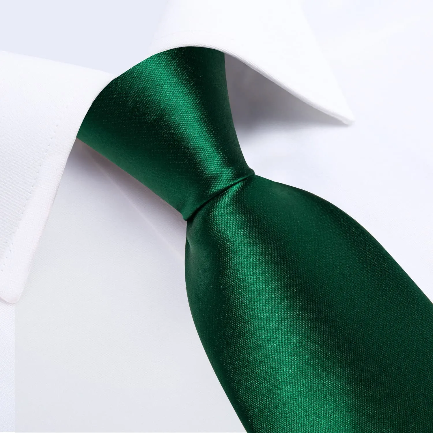 Ties2you Tie Top Business Solid Shining Silk Mens Forest Green Tie Handkerchief Cufflinks Set sold by Ties2You product image thumbnail 3