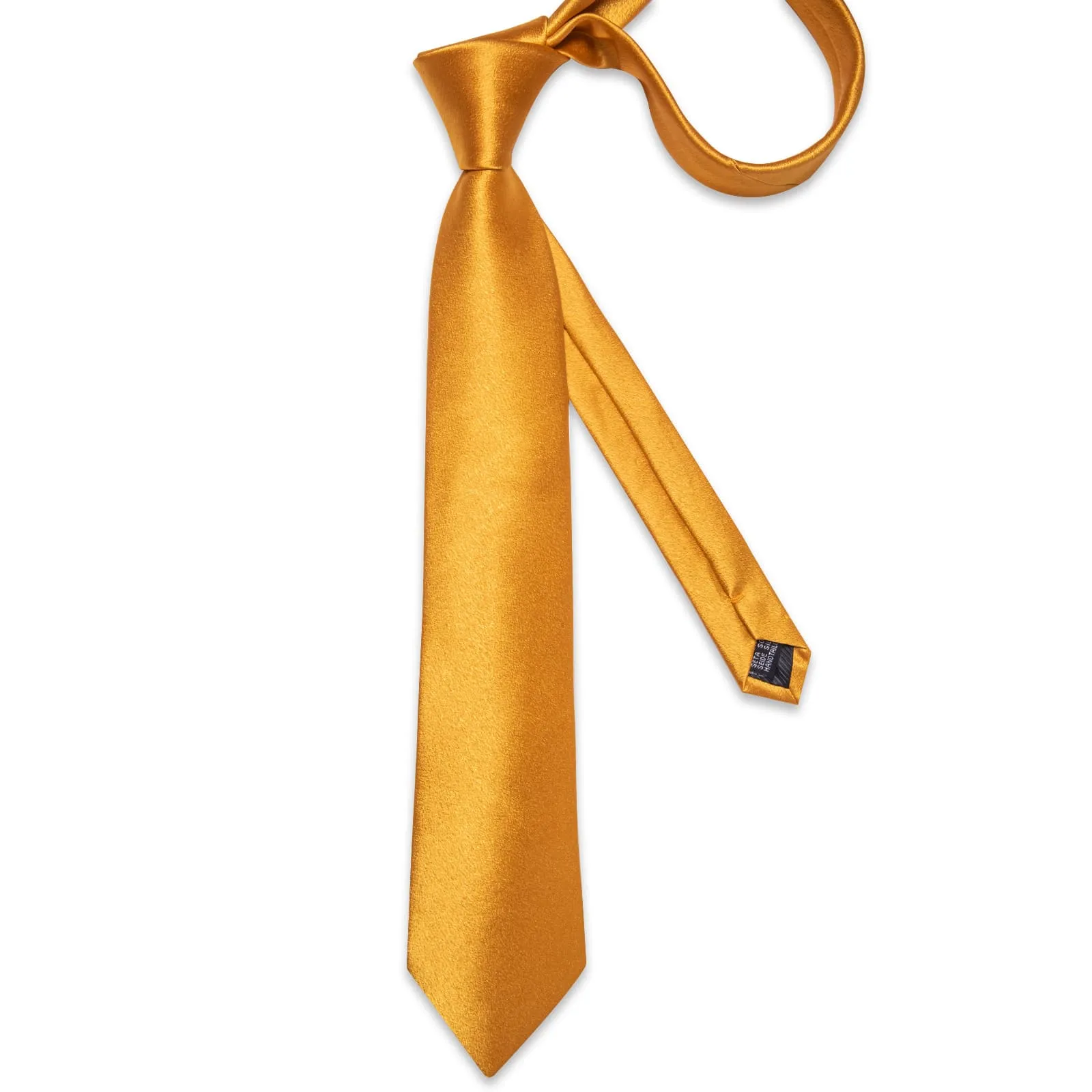 Ties2you Tie Top Business Solid Gold Yellow Silk Mens Tie Pocket Square Cufflinks Set for Formal sold by Ties2You product image thumbnail 4