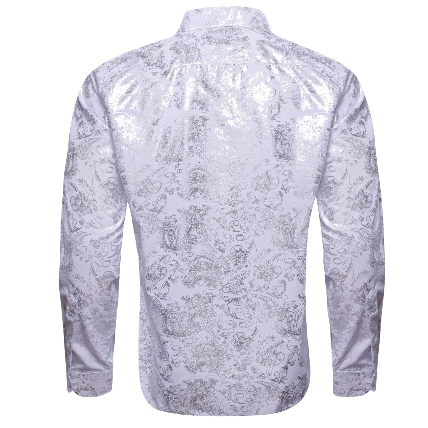 Ties2you Dress Shirt White Hot Stamping Floral Long Sleeve Button Up Shirts for Men Wedding sold by Ties2You product image thumbnail 2
