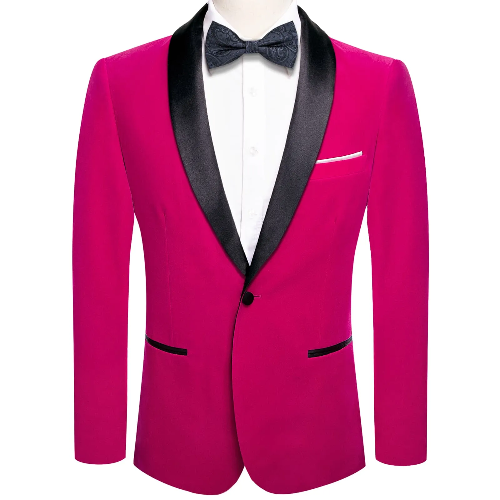 Ties2you Prom Suit Magenta Pink Solid Shawl Collar Button Up Mens Dress Suit Jacket sold by Ties2You product image thumbnail 2