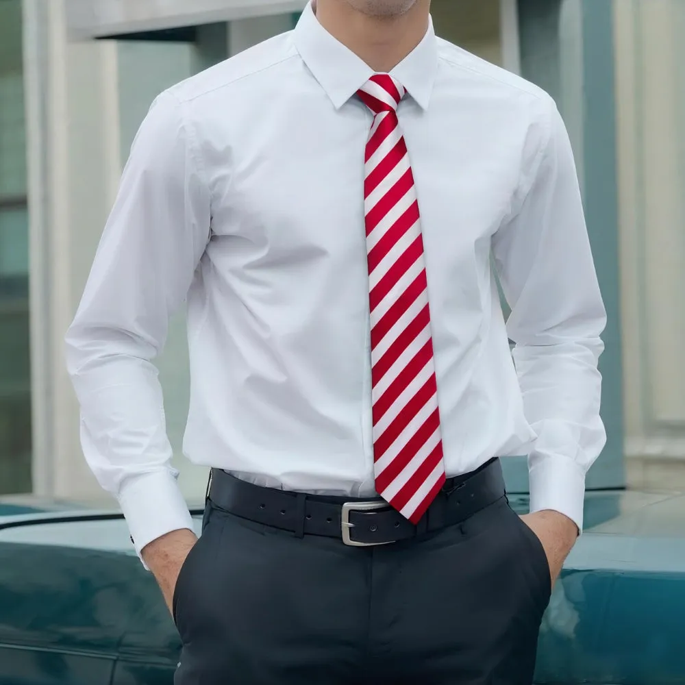 Ties2you Red White Striped Tie Pocket Square Cufflinks Set sold by Ties2You product image thumbnail 2