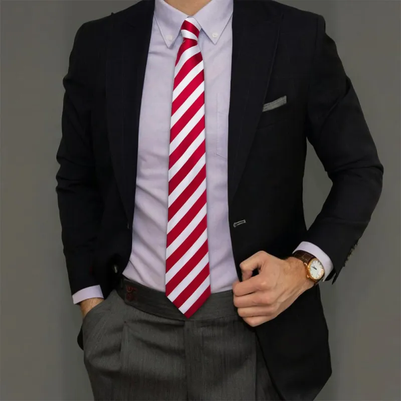 Ties2you Red White Striped Tie Pocket Square Cufflinks Set sold by Ties2You