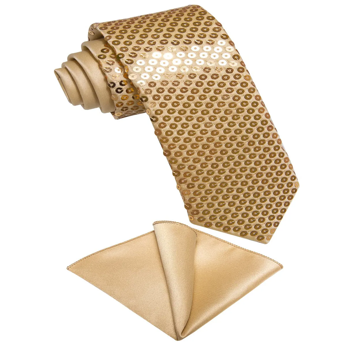 Ties2you Neck Tie Novelty Sequin Khaki Men's Tie Pocket Square Set for Wedding sold by Ties2You product image thumbnail 2