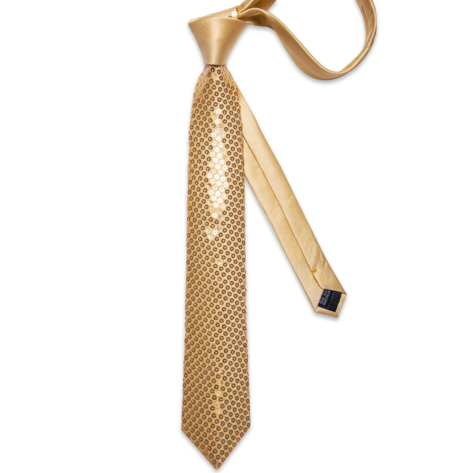 Ties2you Neck Tie Novelty Sequin Khaki Men's Tie Pocket Square Set for Wedding sold by Ties2You product image thumbnail 4