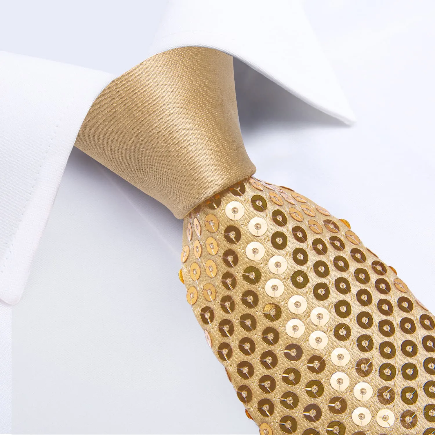 Ties2you Neck Tie Novelty Sequin Khaki Men's Tie Pocket Square Set for Wedding sold by Ties2You product image thumbnail 3