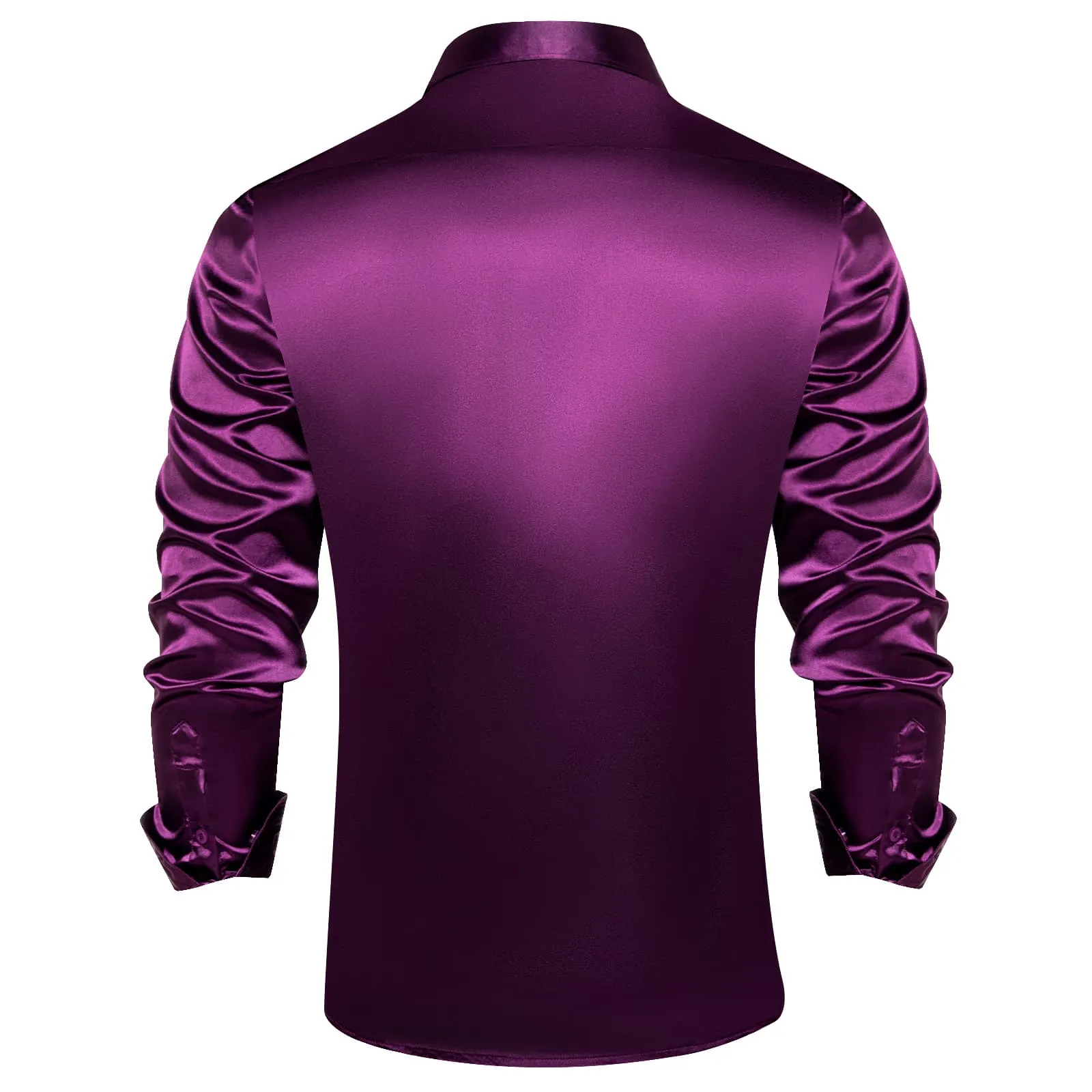 Ties2you Collar Shirt Dark Purple Satin Solid Long Sleeve Button Up Shirts for Men sold by Ties2You product image thumbnail 2
