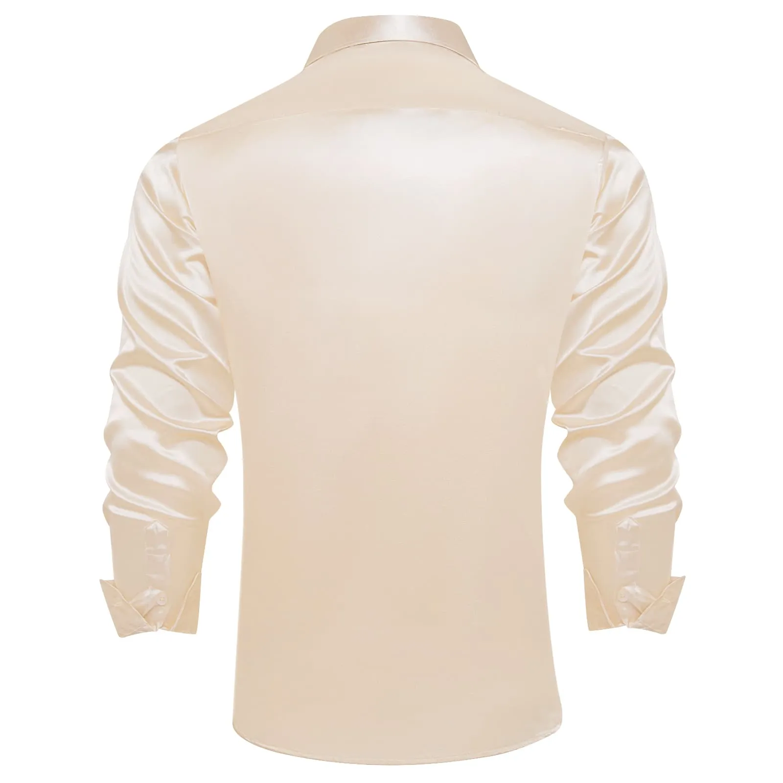 Ties2you Collar Shirt Beige Satin Solid Long Sleeve Button Up Shirts for Men sold by Ties2You product image thumbnail 2