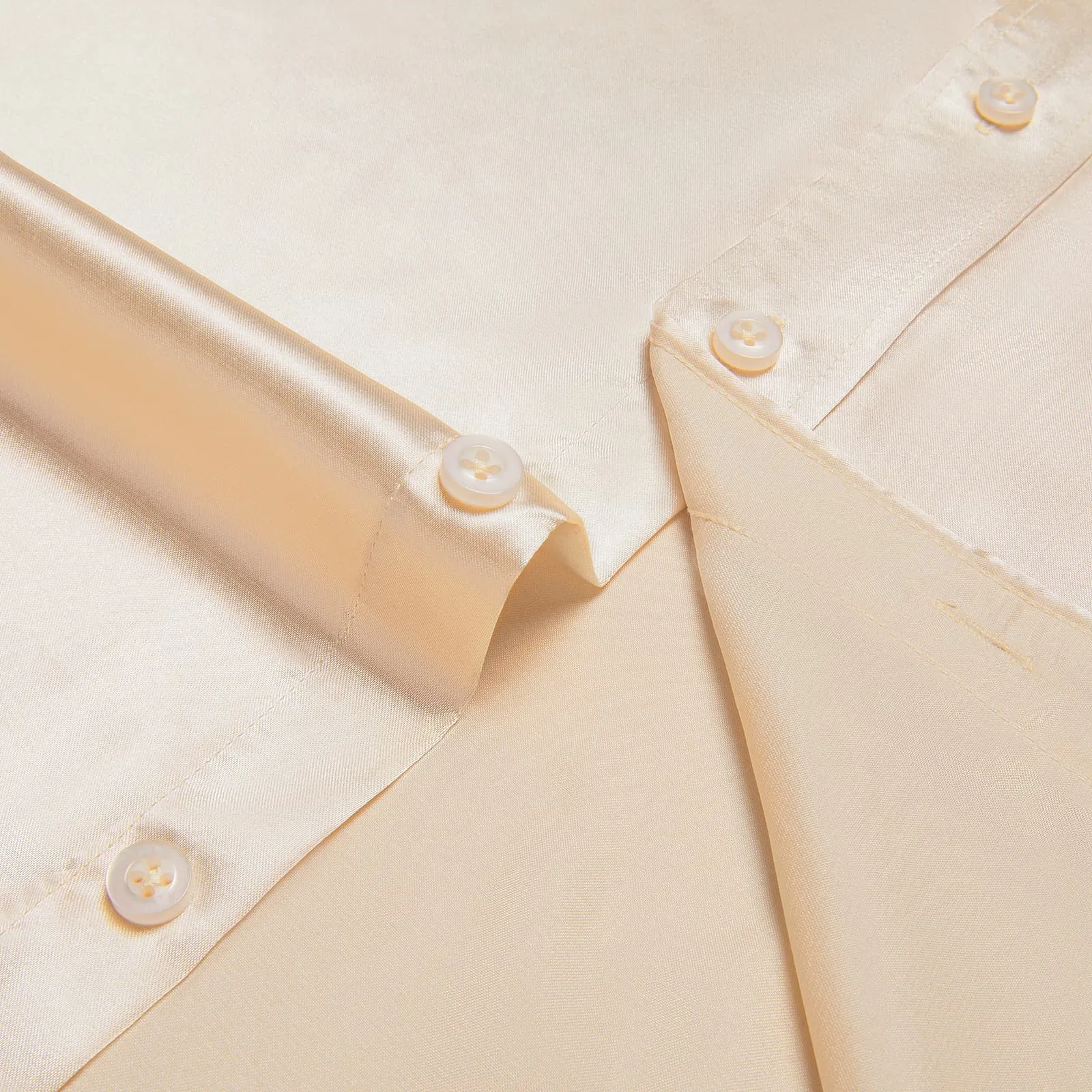 Ties2you Collar Shirt Beige Satin Solid Long Sleeve Button Up Shirts for Men sold by Ties2You product image thumbnail 5