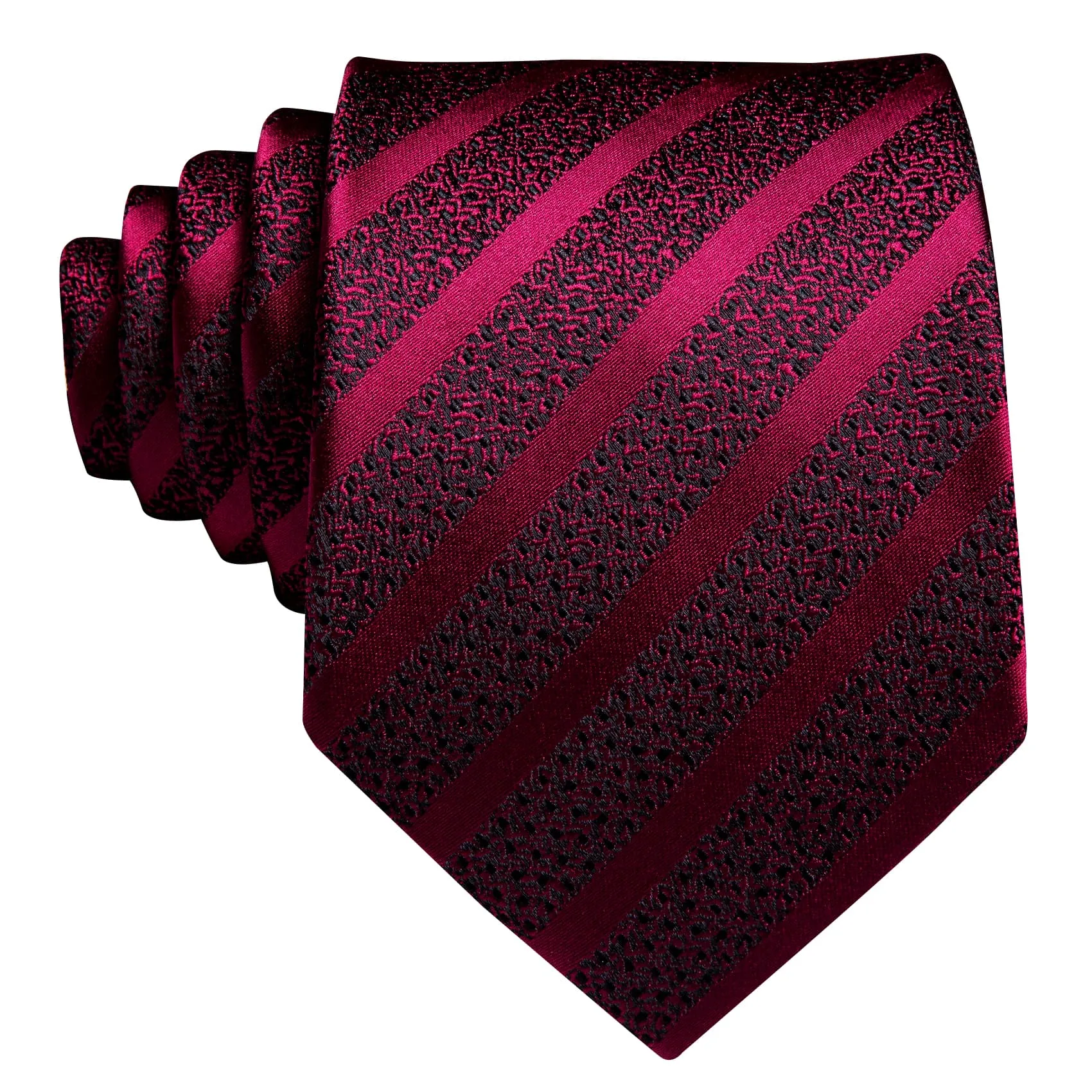 Ties2you Silk Tie Men's Striped Wine Red Tie Handkerchief Cufflinks Set for Work Dresses sold by Ties2You product image thumbnail 4