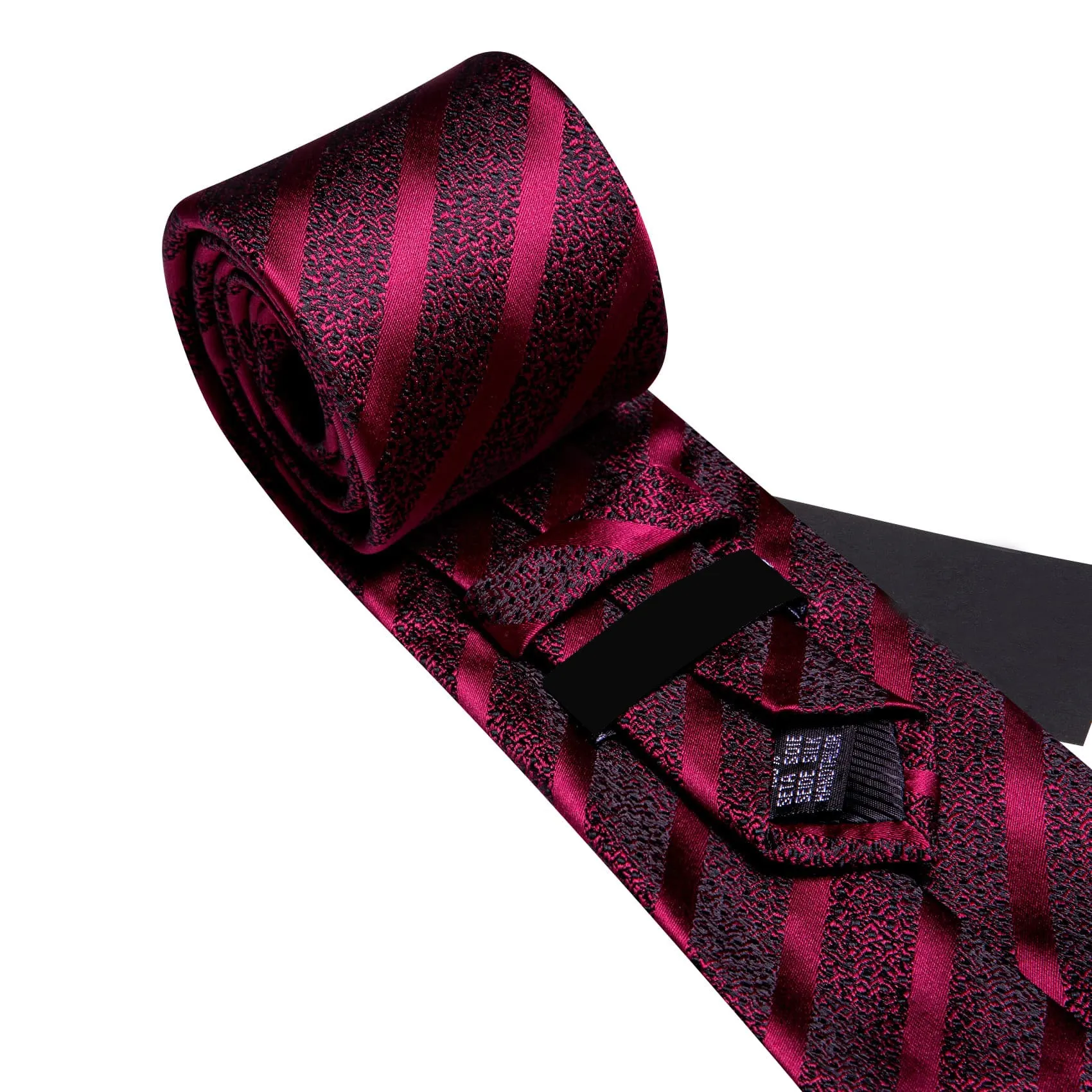 Ties2you Silk Tie Men's Striped Wine Red Tie Handkerchief Cufflinks Set for Work Dresses sold by Ties2You product image thumbnail 5