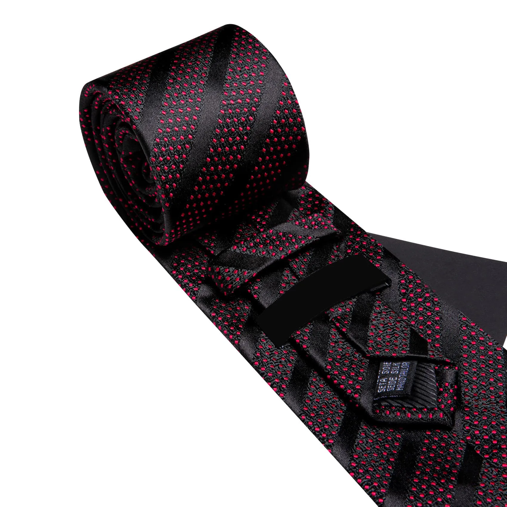 Ties2you Silk Tie Men's Striped Red Black Tie Pocket Square Cufflinks Set for Work Dresses sold by Ties2You product image thumbnail 5
