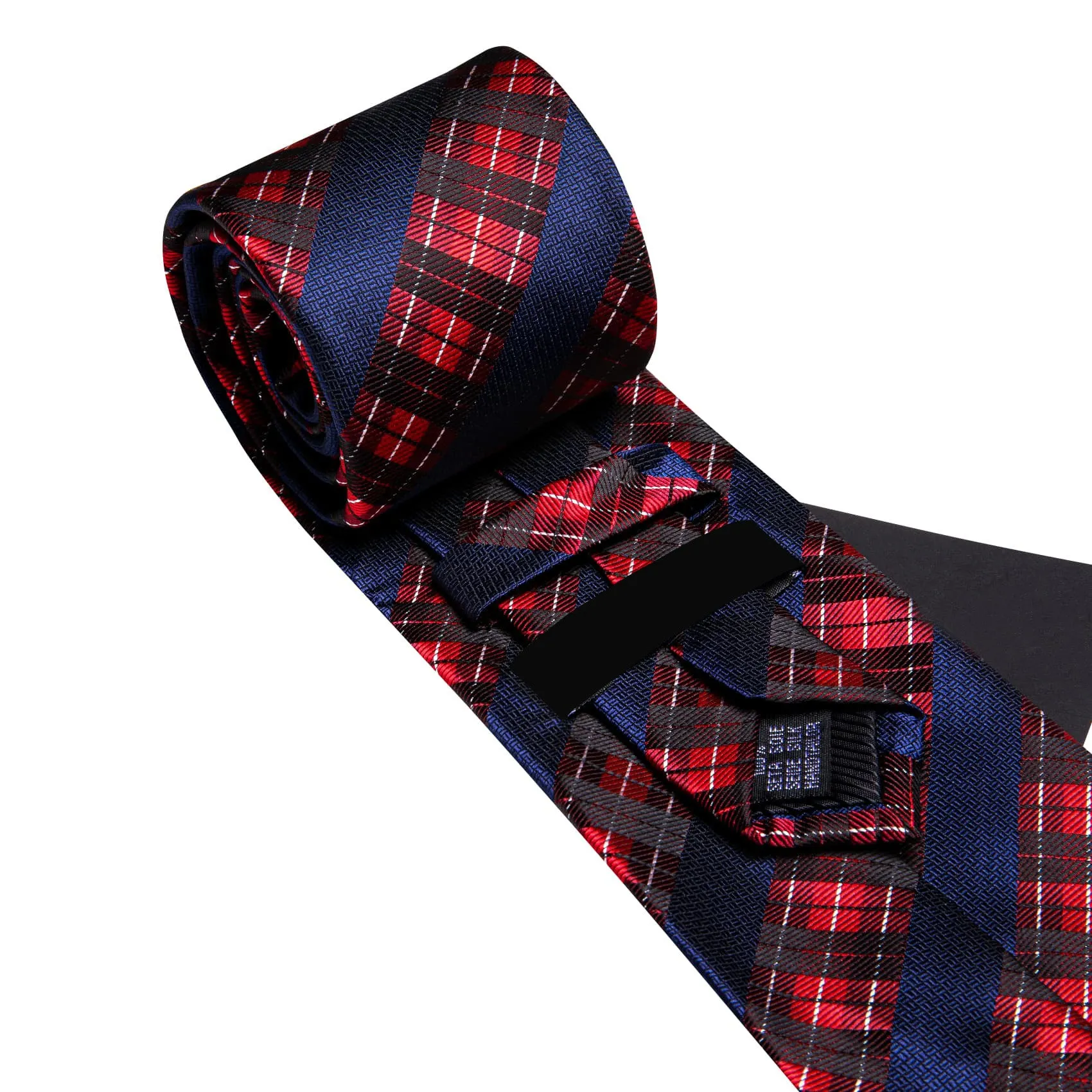 Ties2you Silk Tie Men's Striped Red Blue Tie Pocket Square Cufflinks Set for Business Dress sold by Ties2You product image thumbnail 5