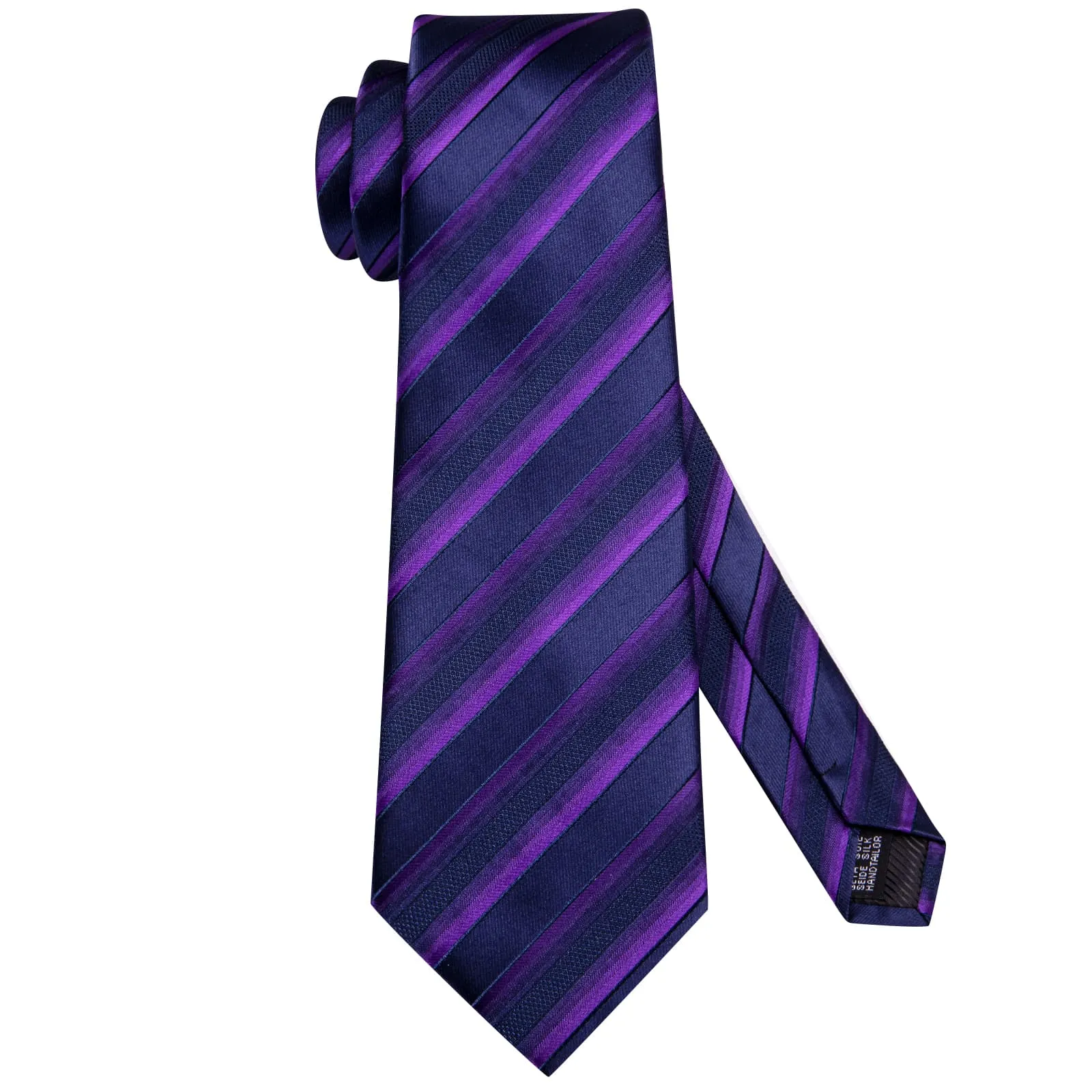 Ties2you Silk Ties Deep Purple Blue Striped Business Mens Tie Pocket Square Cufflinks Set sold by Ties2You product image thumbnail 4