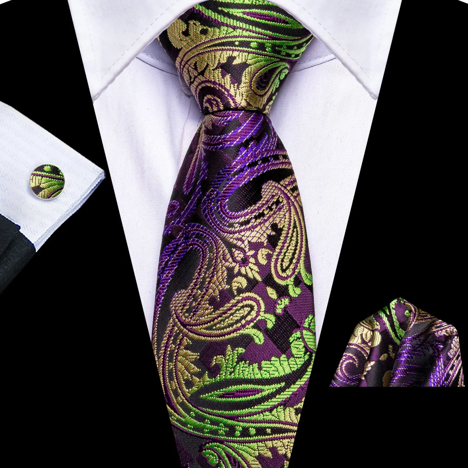 Ties2you Tie Top Colourful Paisley Silk Lazy Mens Business Easy-pull Work Dresses Tie Set sold by Ties2You