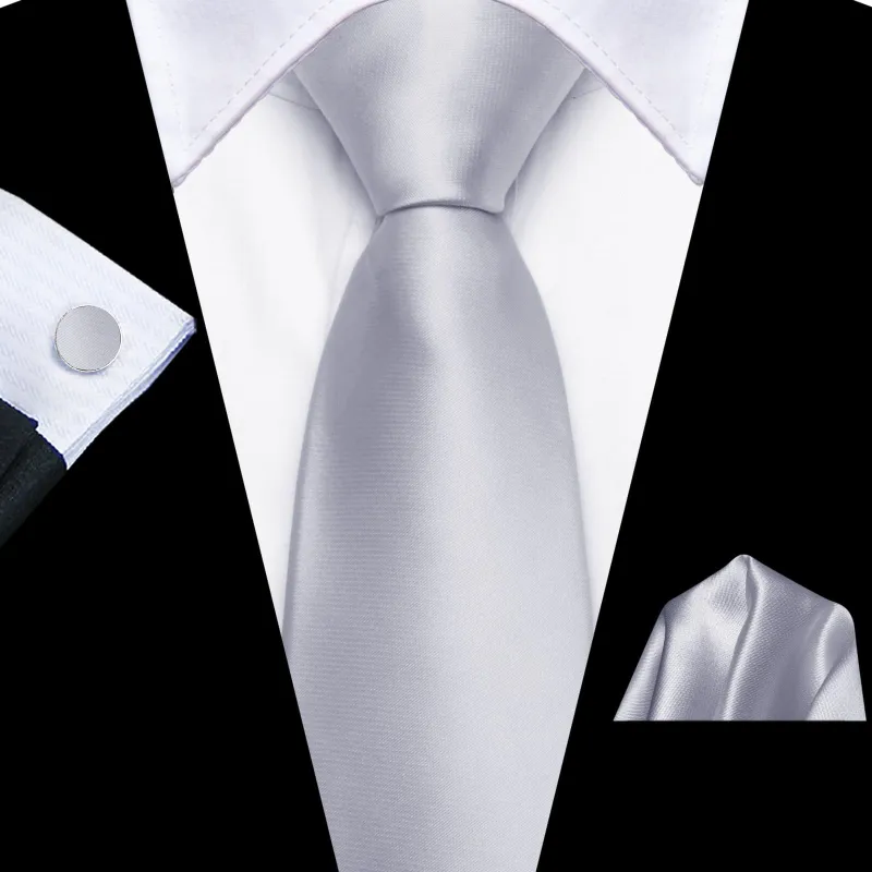 Ties2you Tie Top Cloud Grey Solid Silk Lazy Mens Business Easy-pull Work Dresses Tie Set sold by Ties2You