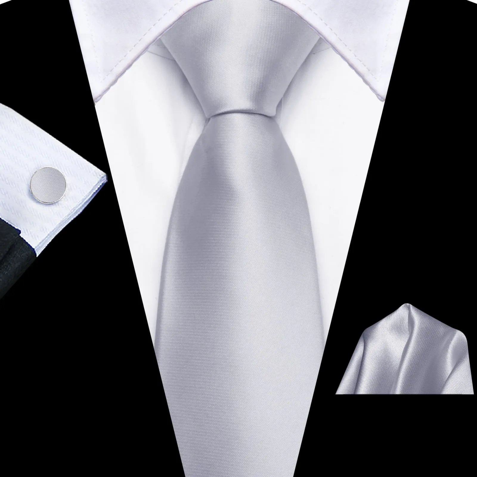 Ties2you Tie Top Cloud Grey Solid Silk Lazy Mens Business Easy-pull Work Dresses Tie Set sold by Ties2You