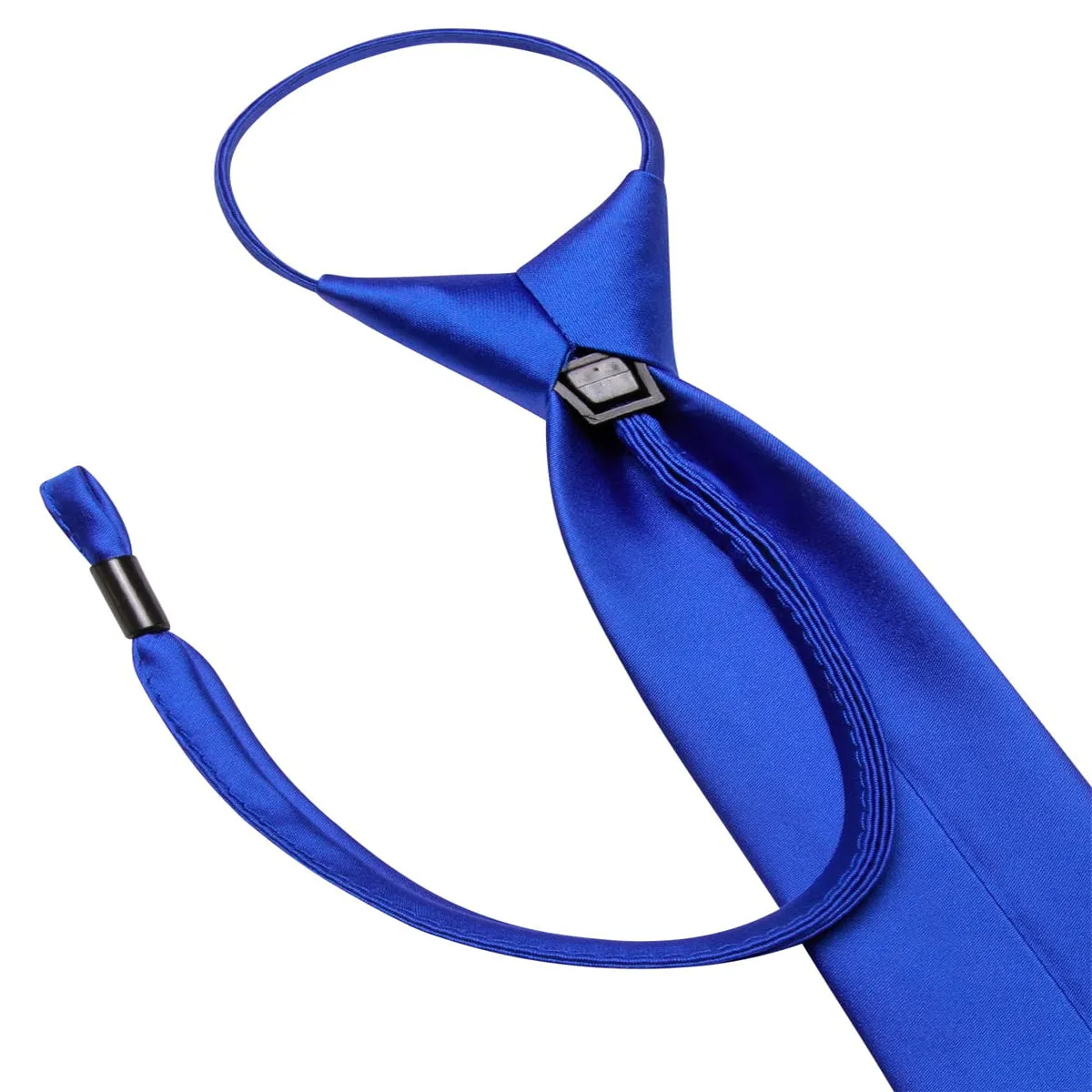 Ties2you Tie Top Cobalt Blue Solid Silk Lazy Mens Business Easy-pull Work Dresses Tie Set sold by Ties2You product image thumbnail 5