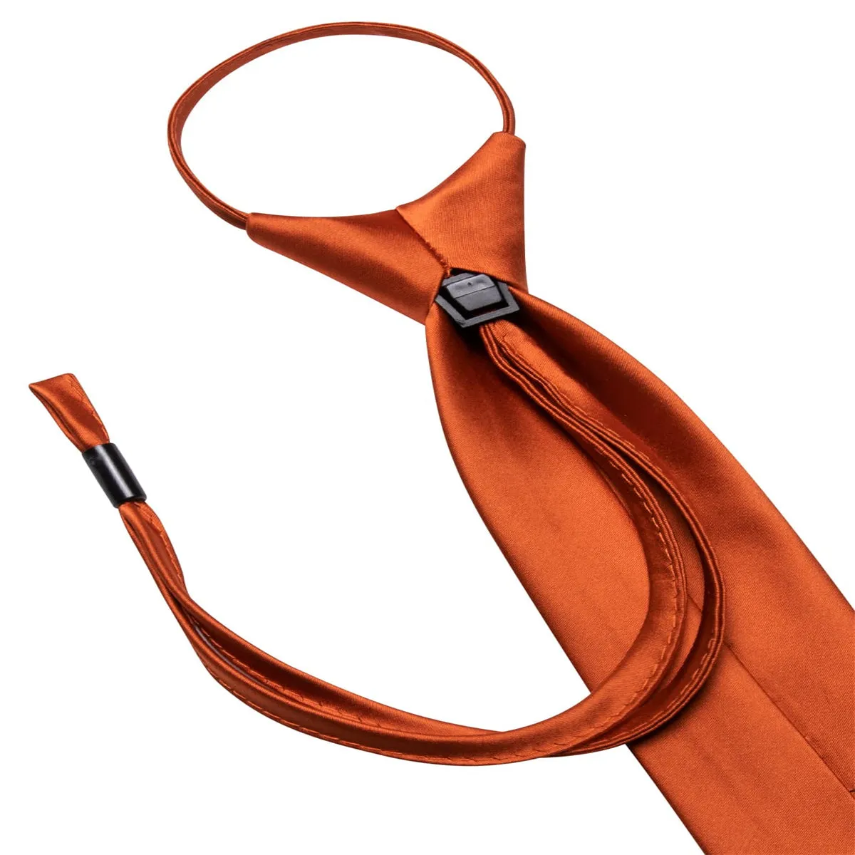 Ties2you Tie Top Fire Orange Solid Silk Lazy Mens Easy-pull Work Dresses Tie Set sold by Ties2You product image thumbnail 5