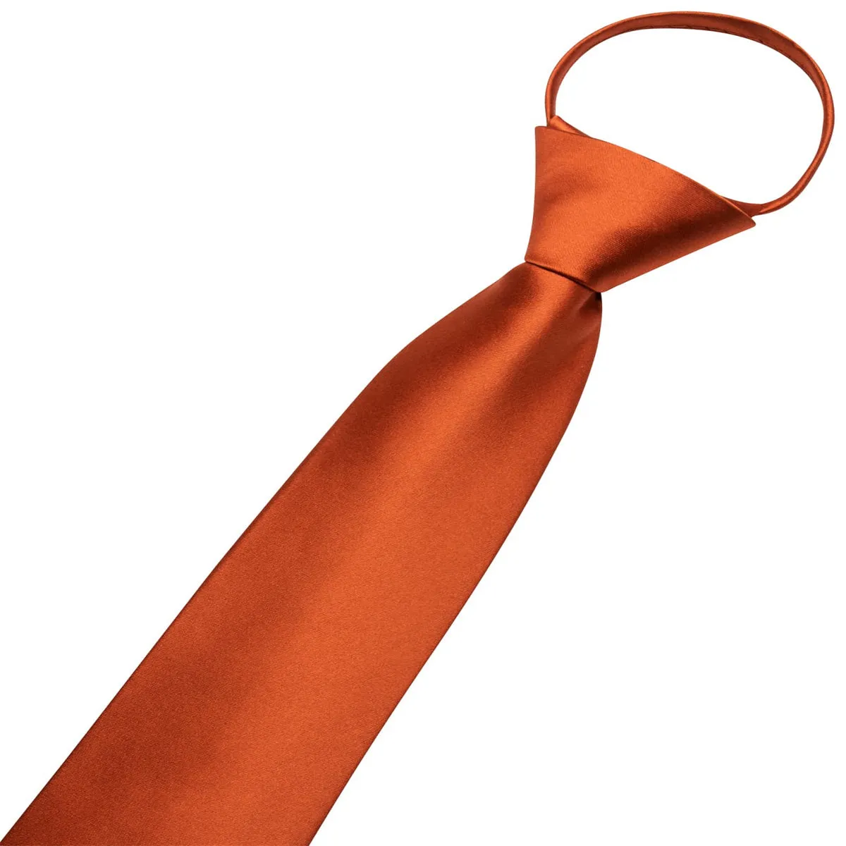 Ties2you Tie Top Fire Orange Solid Silk Lazy Mens Easy-pull Work Dresses Tie Set sold by Ties2You product image thumbnail 4