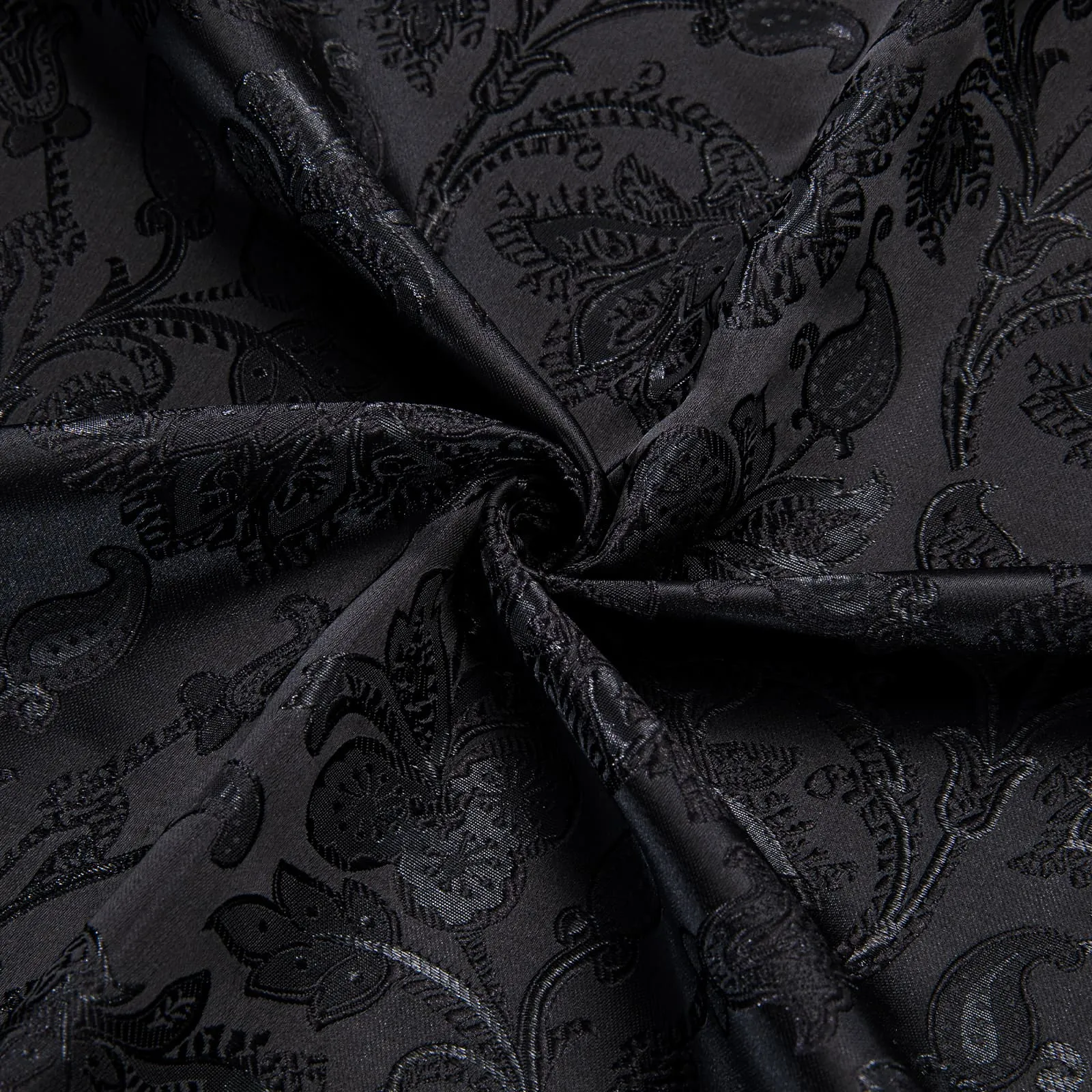 Ties2you Mens Paisley Casual Shirt Black Silk Long Sleeve Button Down Shirt for Party sold by Ties2You product image thumbnail 5