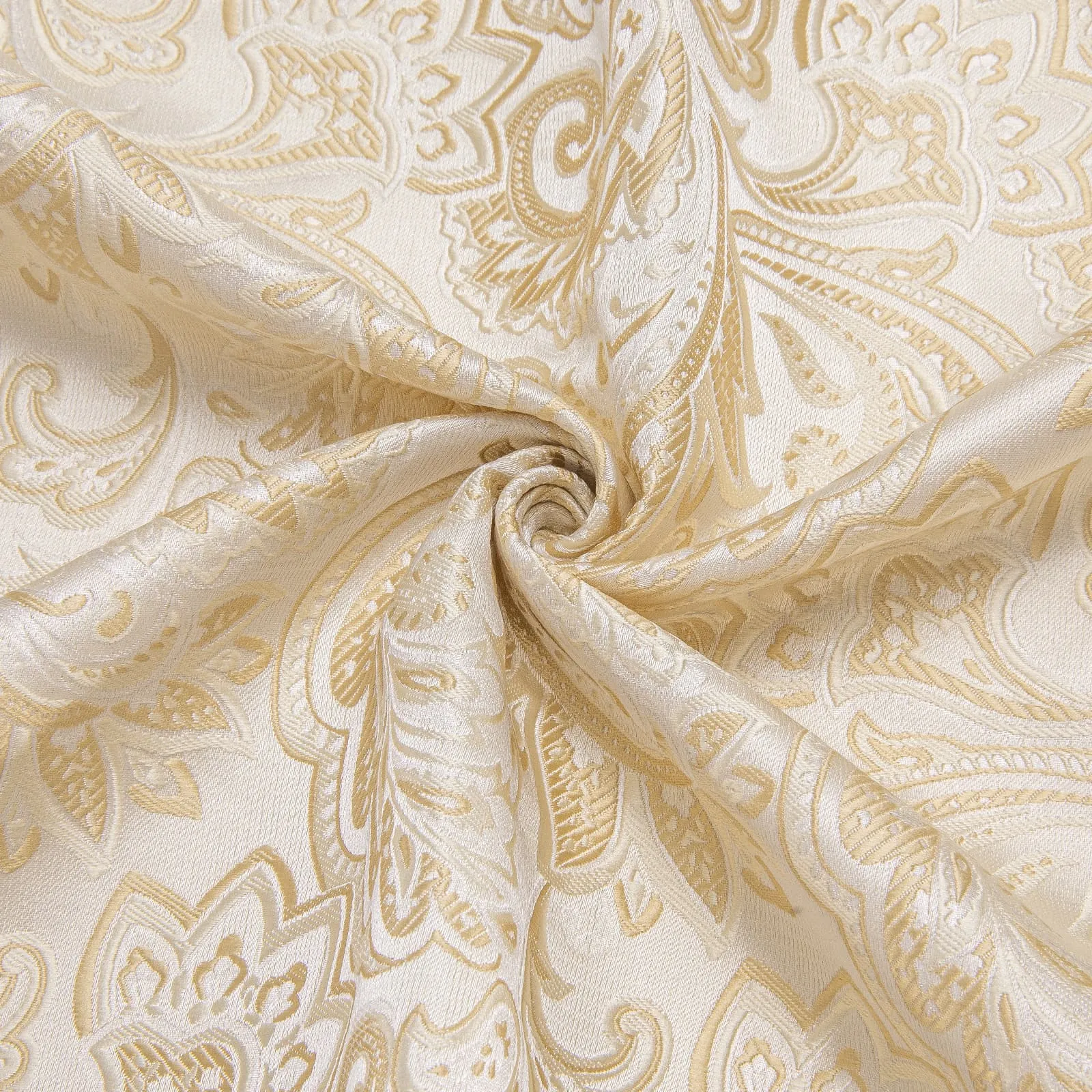 Ties2you Champagne Button Down Shirt Paisley Jacquard Silk Men's Long Sleeve Shirt sold by Ties2You product image thumbnail 5