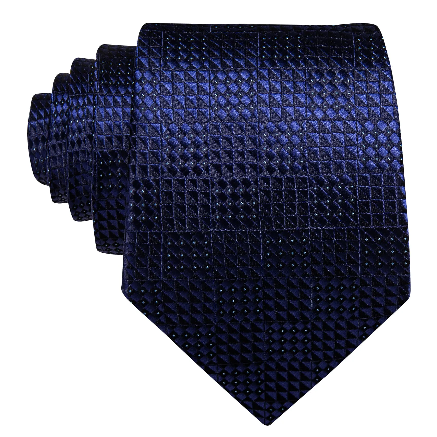 Ties2you Plaid Tuxedo Tie for Wedding Navy Blue Work Necktie Hanky Cufflinks Set sold by Ties2You product image thumbnail 3