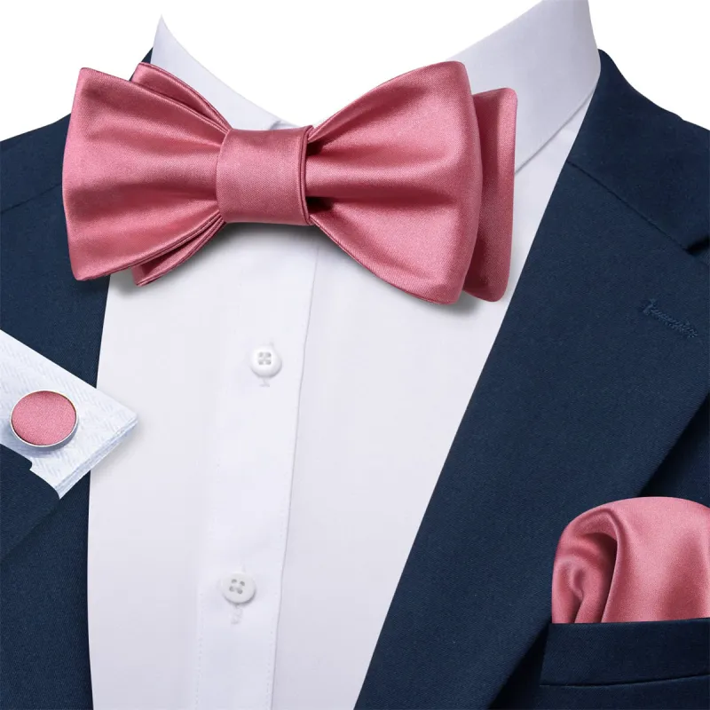 Ties2you Self Tie Bow Ties Rose Pink Solid Silk Mens Tuxedo Bow Tie Business Formal sold by Ties2You