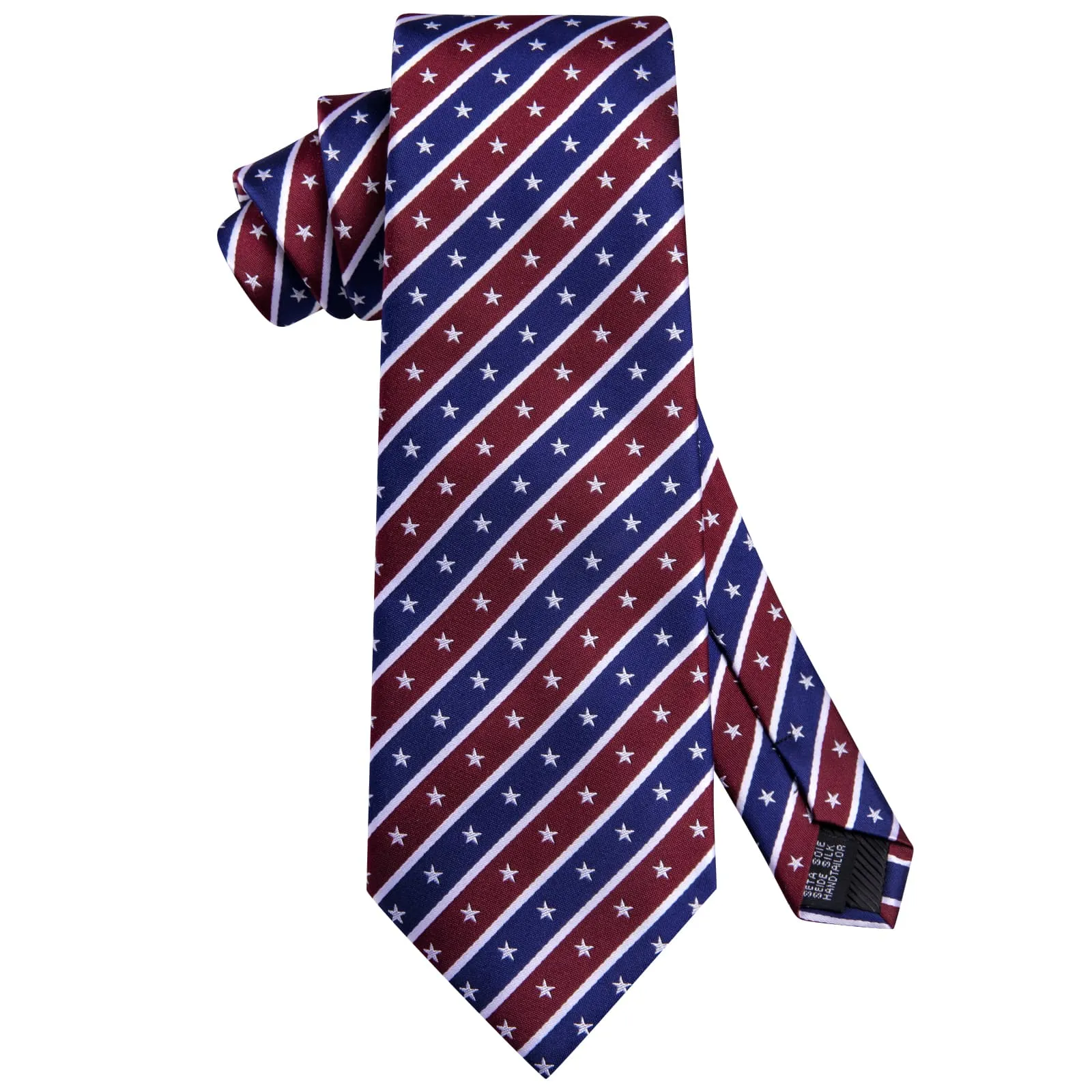 Ties2you Blue Red Stripe Tie Men's Star patriotic Necktie Hanky Cufflinks Set sold by Ties2You product image thumbnail 5