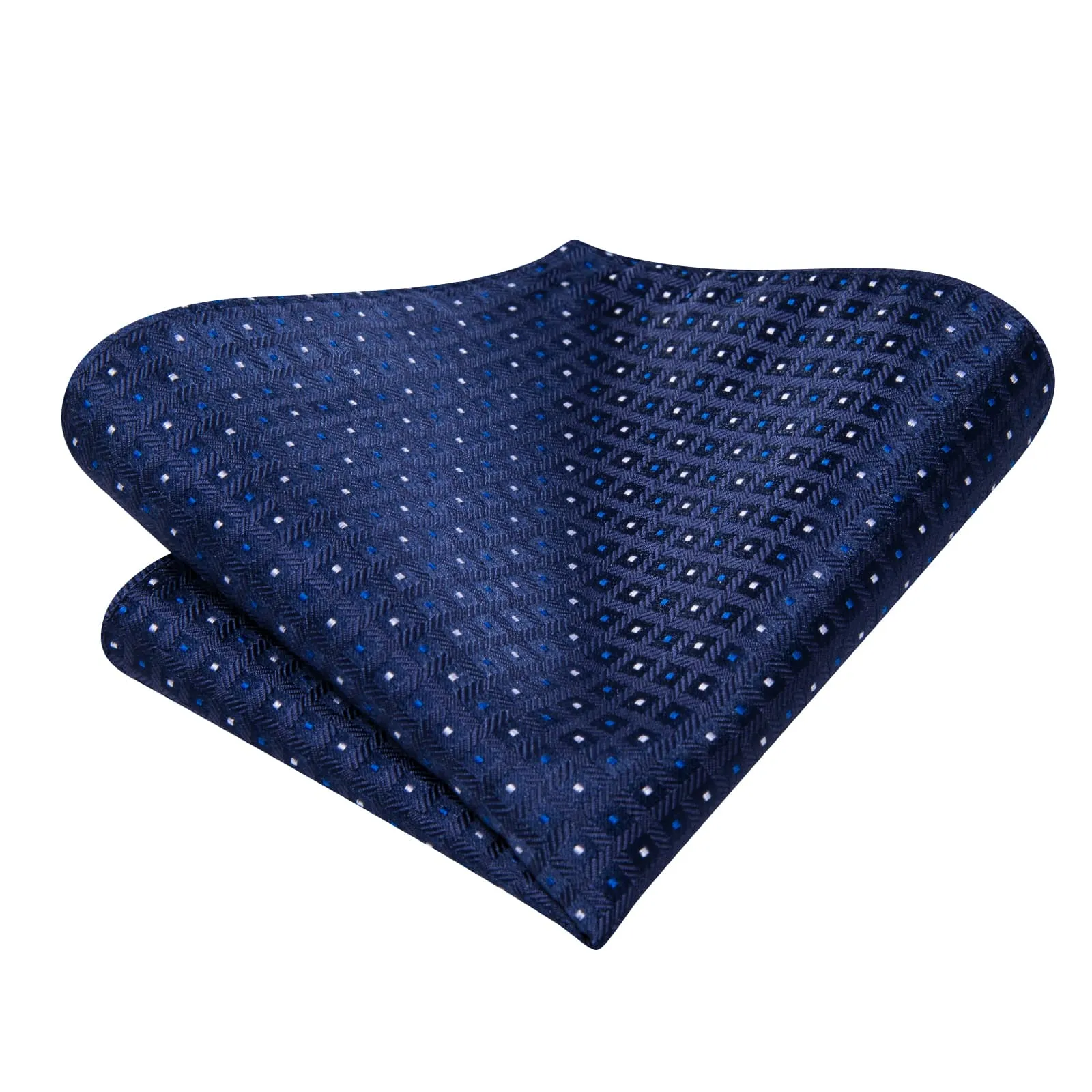 Ties2you Mens Dress Self-tied Bowtie Navy Blue Plaid Bowtie Handkerchief Cufflinks Set sold by Ties2You product image thumbnail 4
