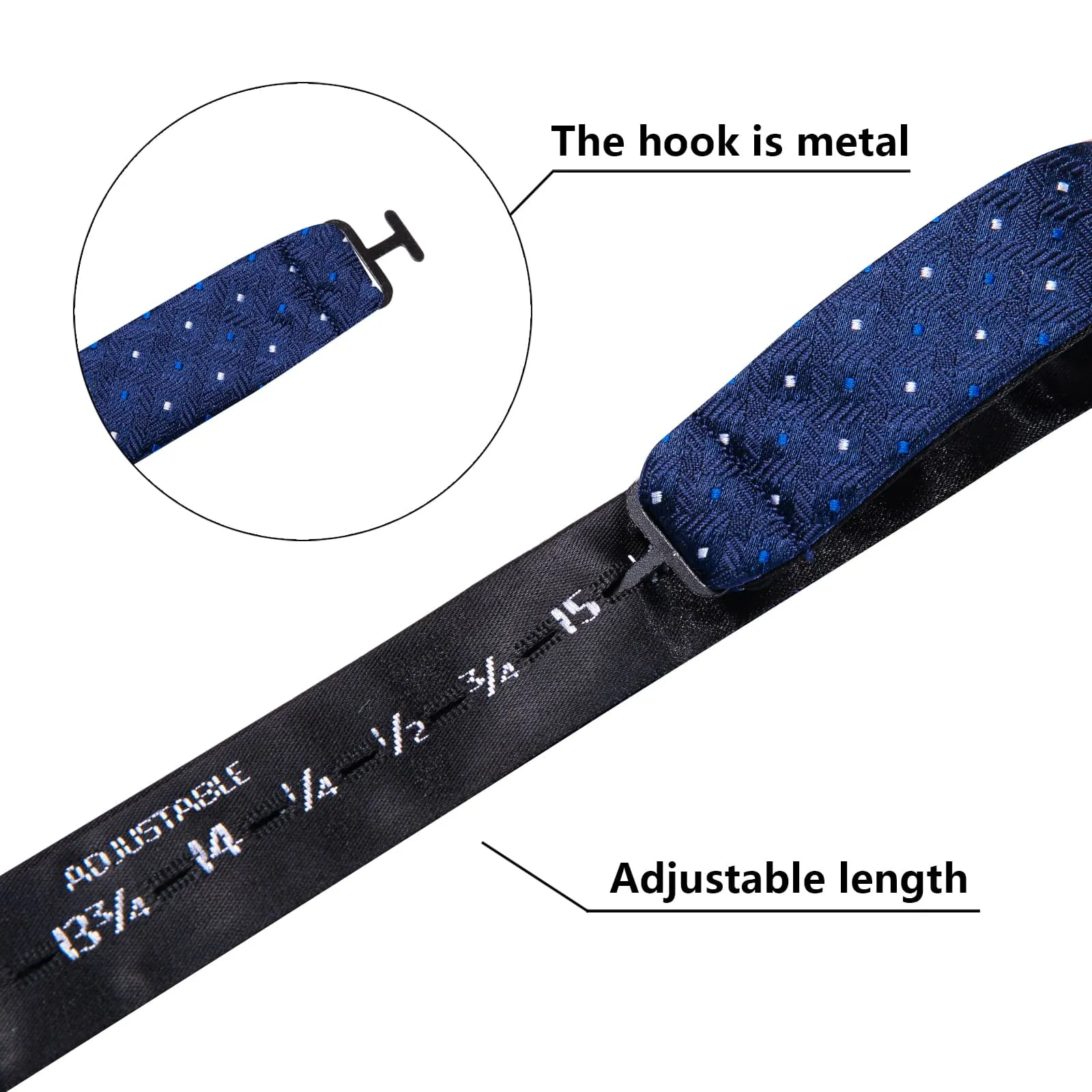 Ties2you Mens Dress Self-tied Bowtie Navy Blue Plaid Bowtie Handkerchief Cufflinks Set sold by Ties2You product image thumbnail 5