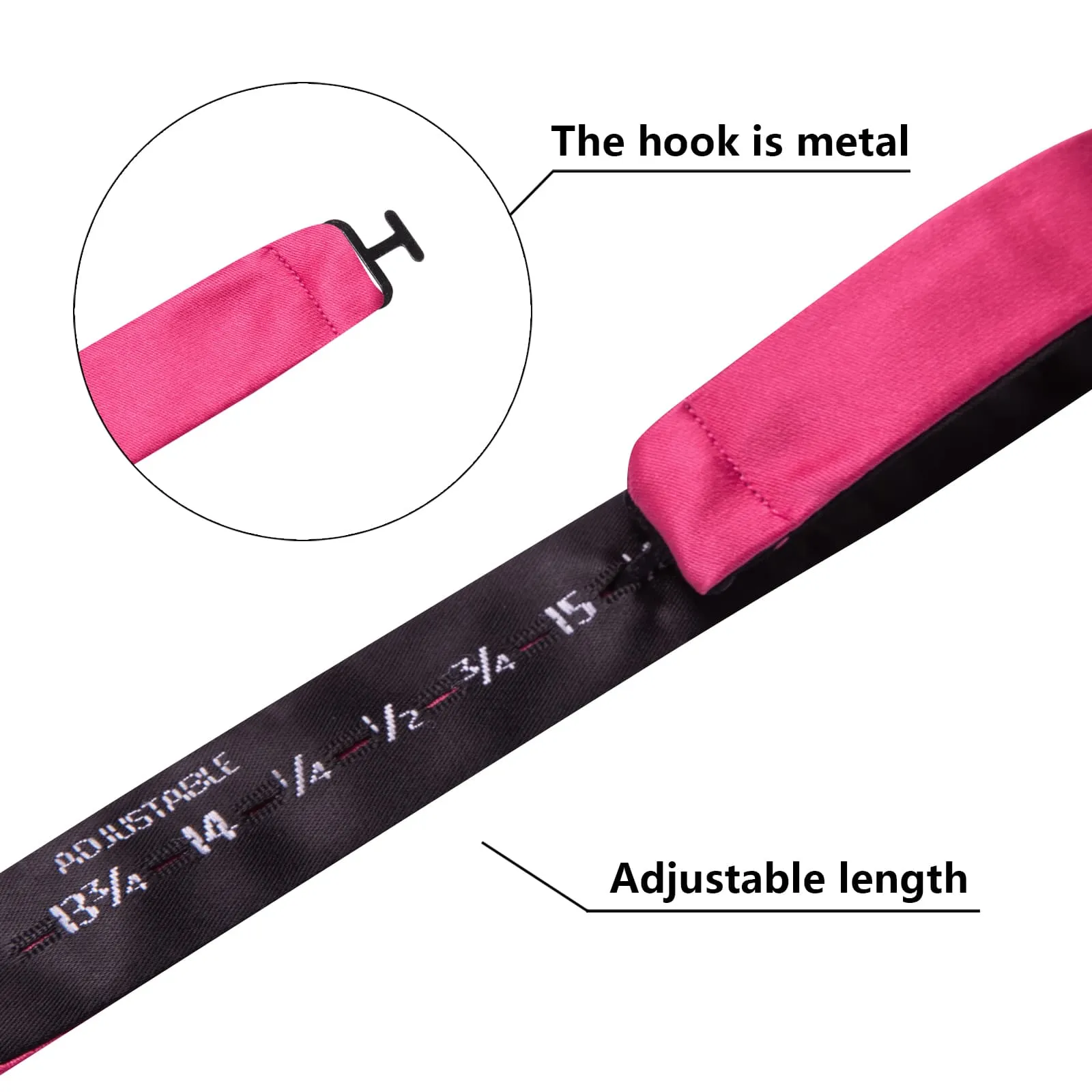 Ties2you Pink Bow Tie Magenta Solid Silk Mens Dress Self-tie Bowties Handkerchief Cufflinks Set sold by Ties2You product image thumbnail 5