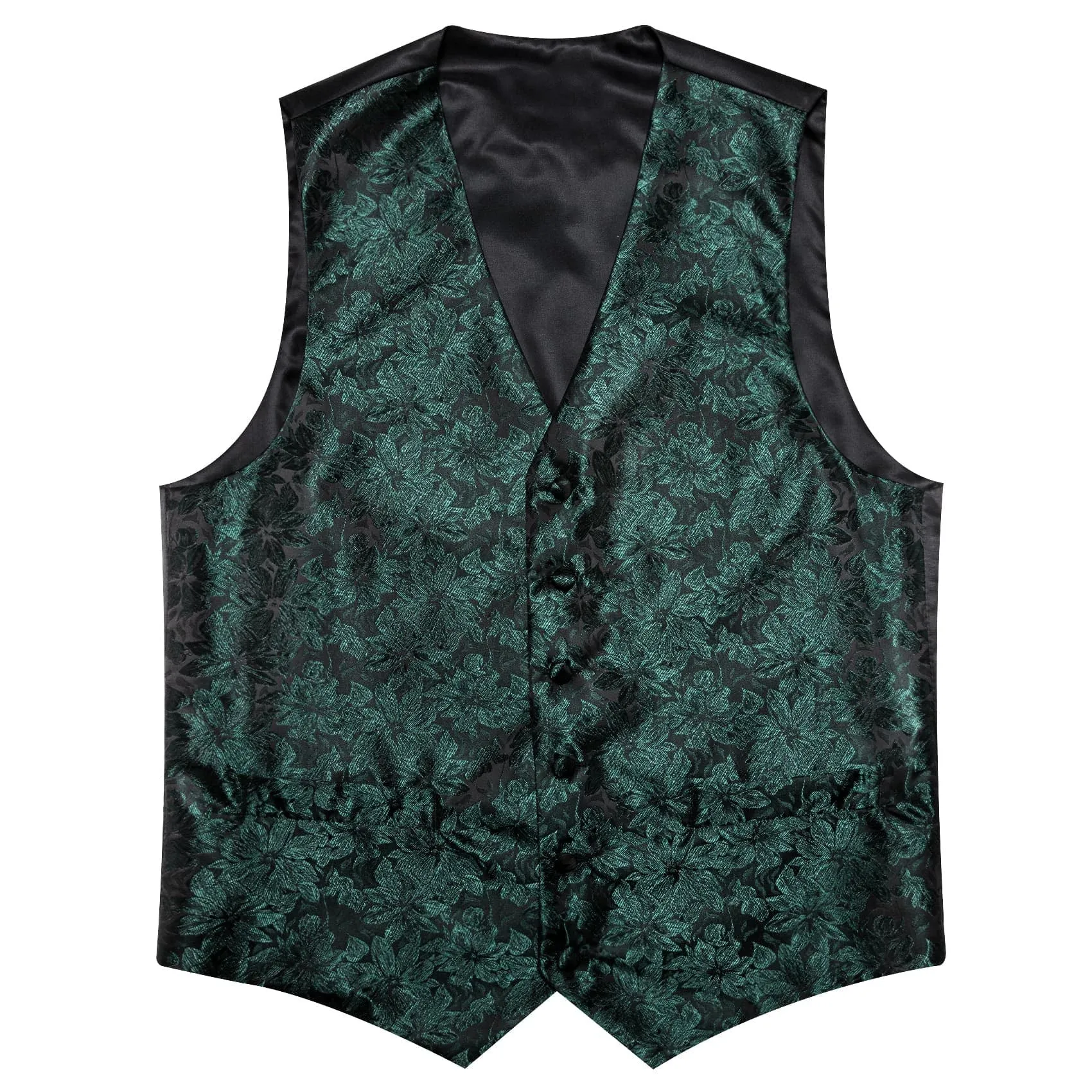 Ties2you Mens Vest Top Dark Green Floral Silk Dress Vest Tie Handkerchief Cufflinks Set sold by Ties2You product image thumbnail 4