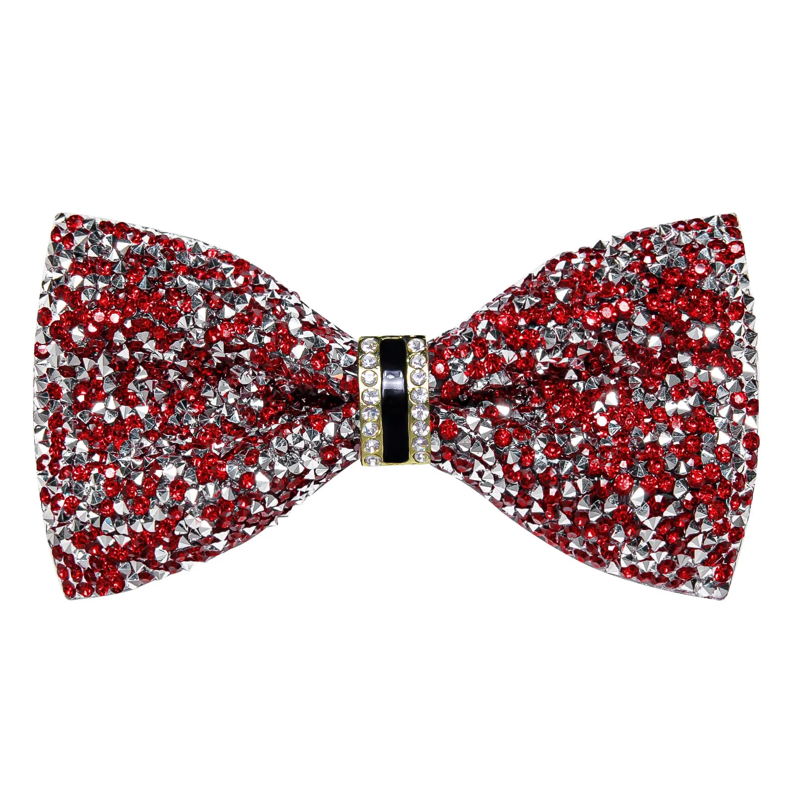 Ties2you Imitated Crystal Bowtie Red Silver Rhinestones Men's Pre Tied Bow Ties For Wedding Party sold by Ties2You product image thumbnail 4