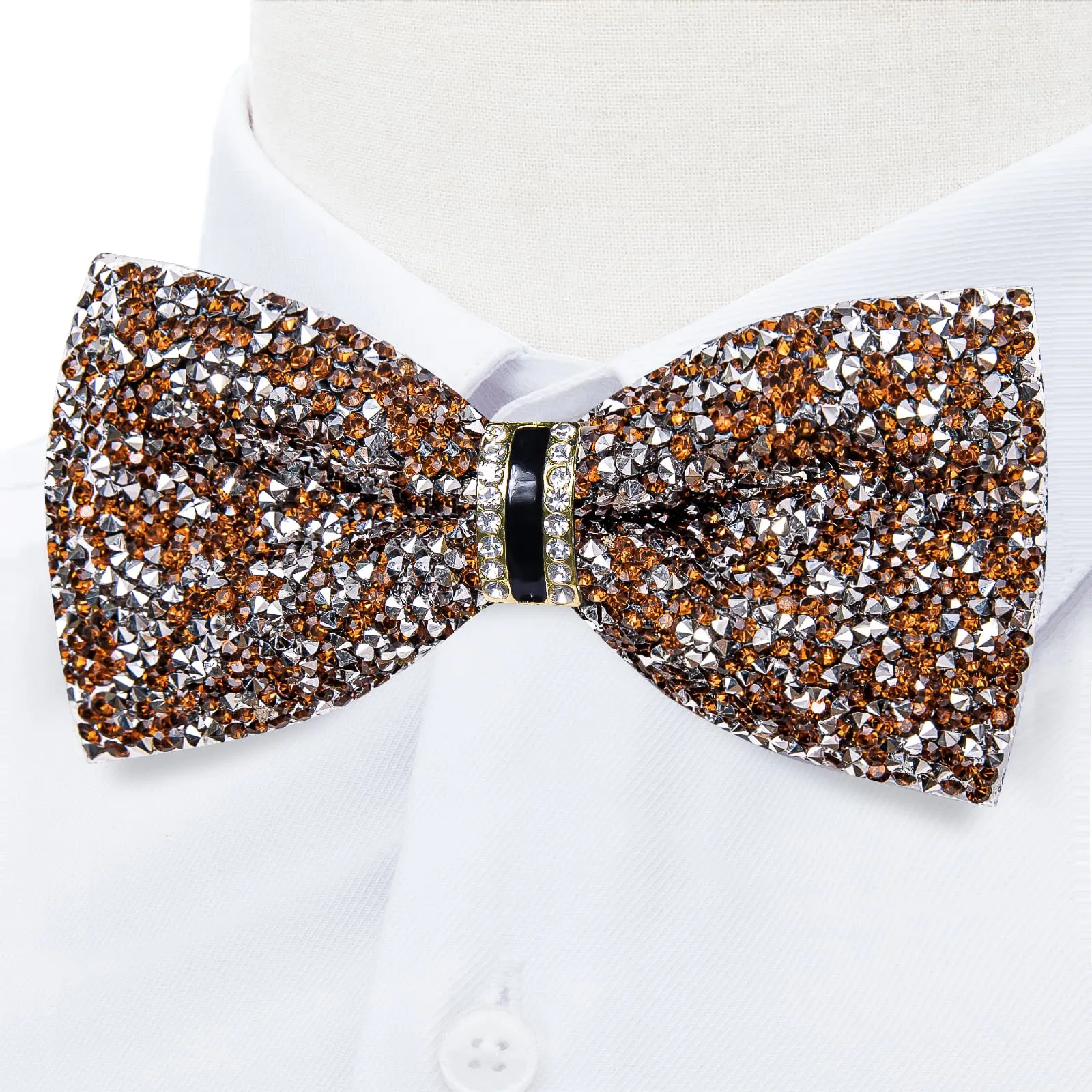 Ties2you Imitated Crystal Bowtie Golden Silver Rhinestones Men's Pre Tied Bow Ties For Wedding Party sold by Ties2You product image thumbnail 2