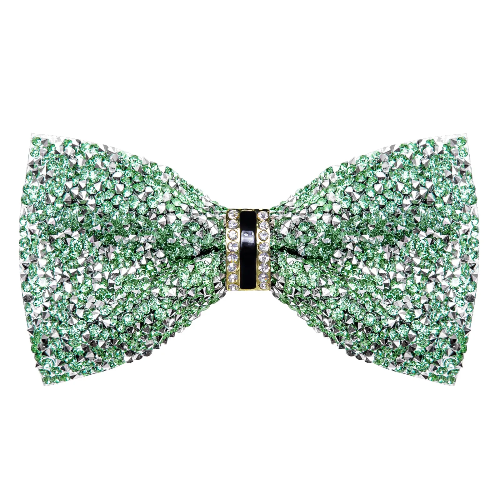 Ties2you Imitated Crystal Bowtie Light Green Silver Rhinestones Men's Pre Tied Bow Ties For Party Dresses sold by Ties2You product image thumbnail 4