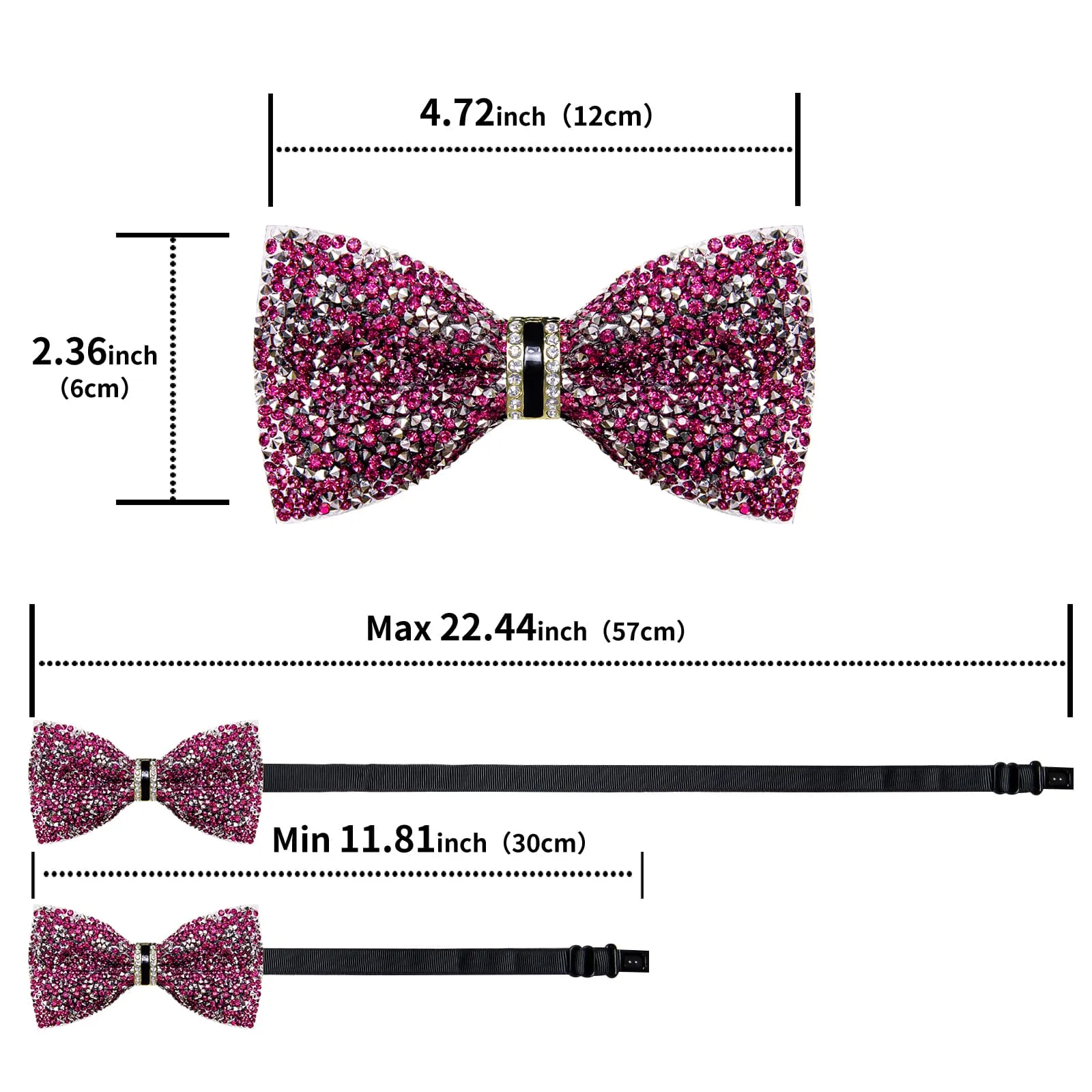 Ties2you Imitated Crystal Bowtie Deep Purple Silver Rhinestones Men's Pre Tied Bow Ties For Party Dresses sold by Ties2You product image thumbnail 5
