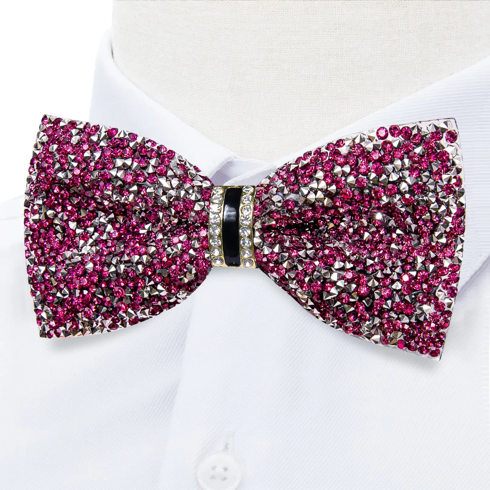 Ties2you Imitated Crystal Bowtie Deep Purple Silver Rhinestones Men's Pre Tied Bow Ties For Party Dresses sold by Ties2You product image thumbnail 2
