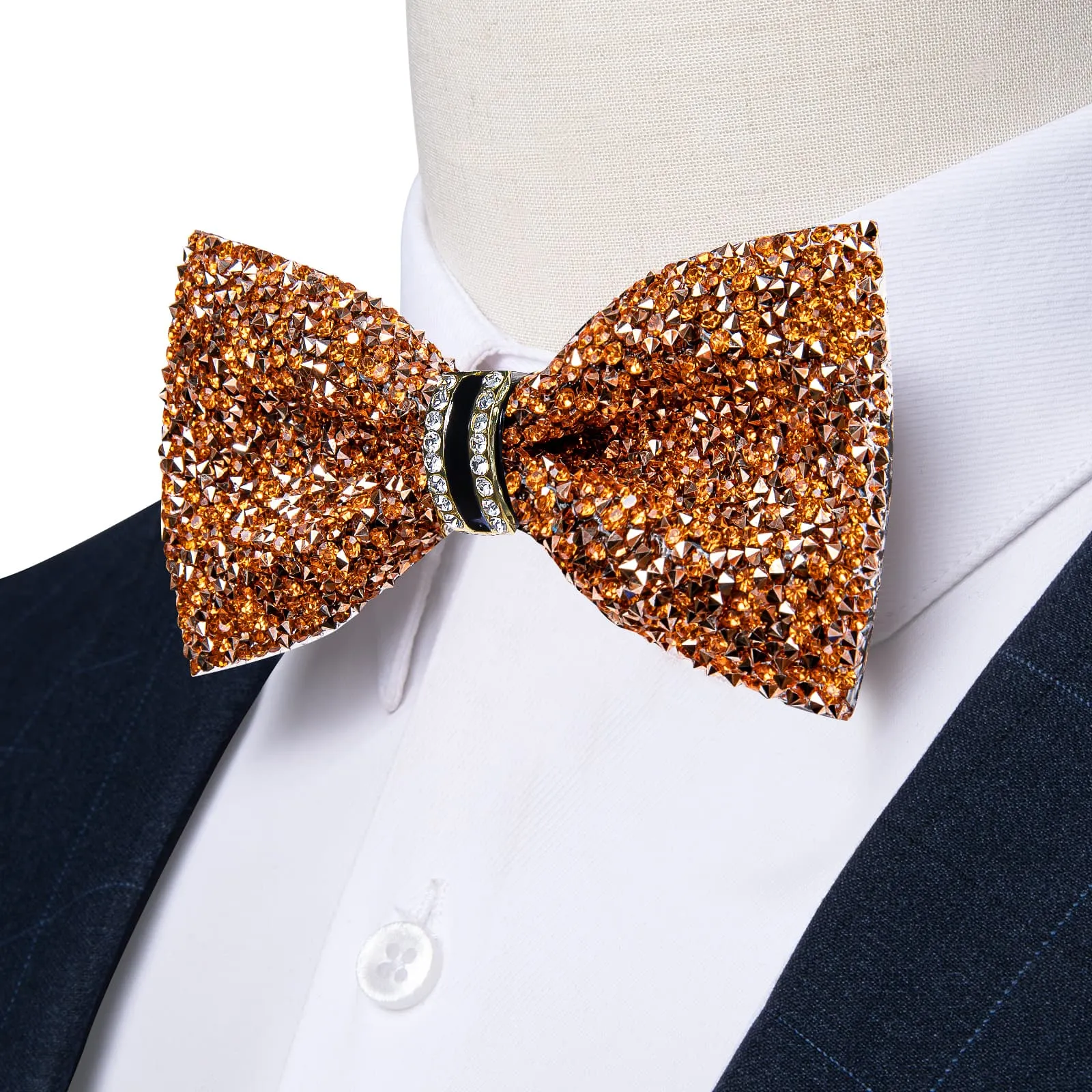 Ties2you Imitated Crystal Bowtie Golden Rhinestones Men's Pre Tied Bow Ties For Party Dresses sold by Ties2You
