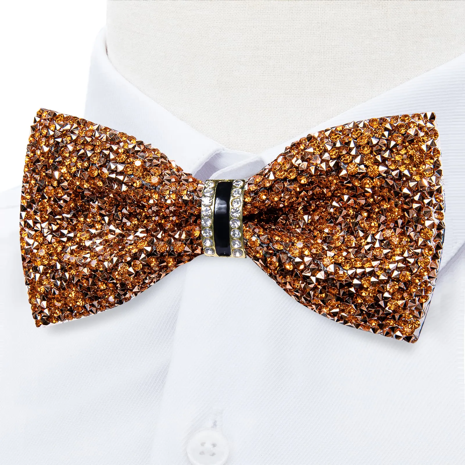 Ties2you Imitated Crystal Bowtie Golden Rhinestones Men's Pre Tied Bow Ties For Party Dresses sold by Ties2You product image thumbnail 2