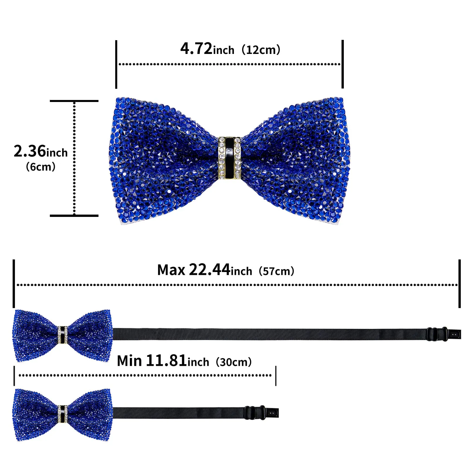 Ties2you Imitated Crystal Bowtie Cobalt Blue Rhinestones Men's Pre Tied Bow Ties For Party Dresses sold by Ties2You product image thumbnail 5