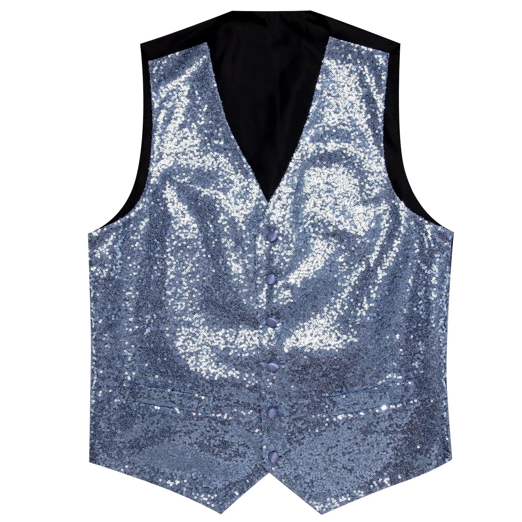 Ties2you Arctic Blue Vest Novelty Sequins Mens Vest Bow Tie Set for Party sold by Ties2You product image thumbnail 4