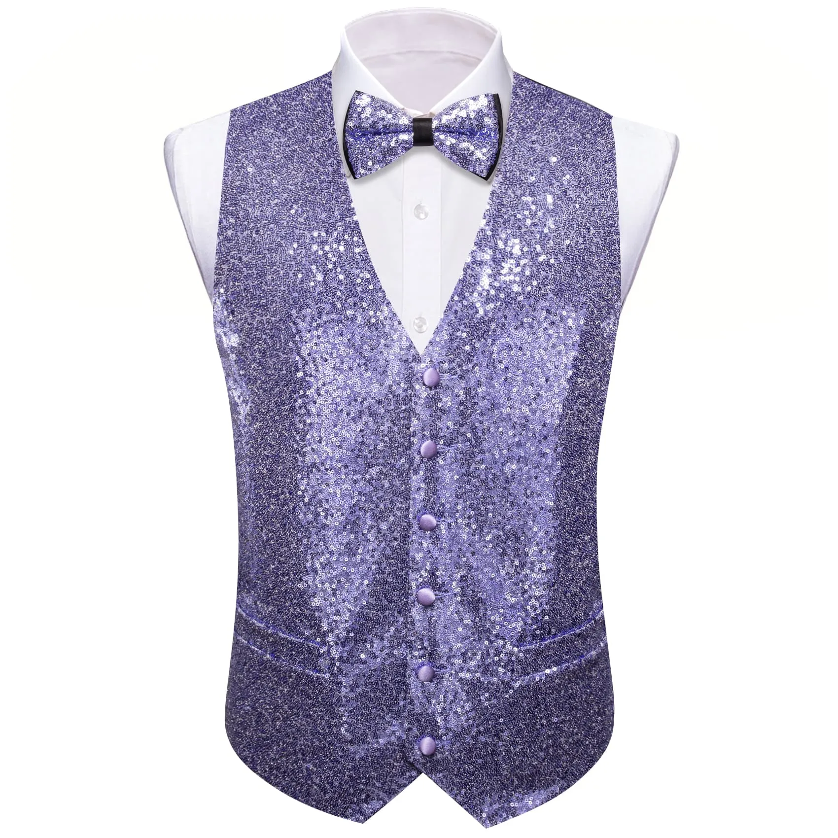 Ties2you Periwinkle Purple Vest Novelty Sequins Mens Vest Bow Tie Set sold by Ties2You