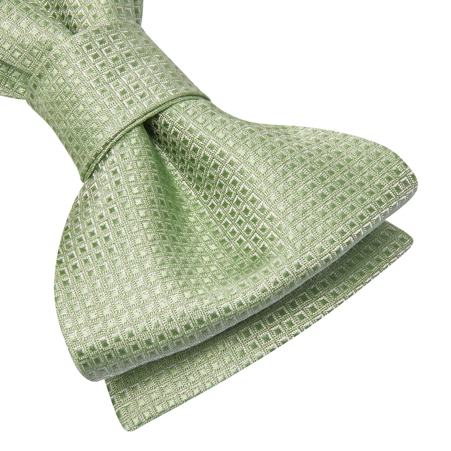 Ties2you Self-tie Bow Ties Sage Green Plaid Silk Mens Bowtie Set for Tuxedo sold by Ties2You product image thumbnail 3