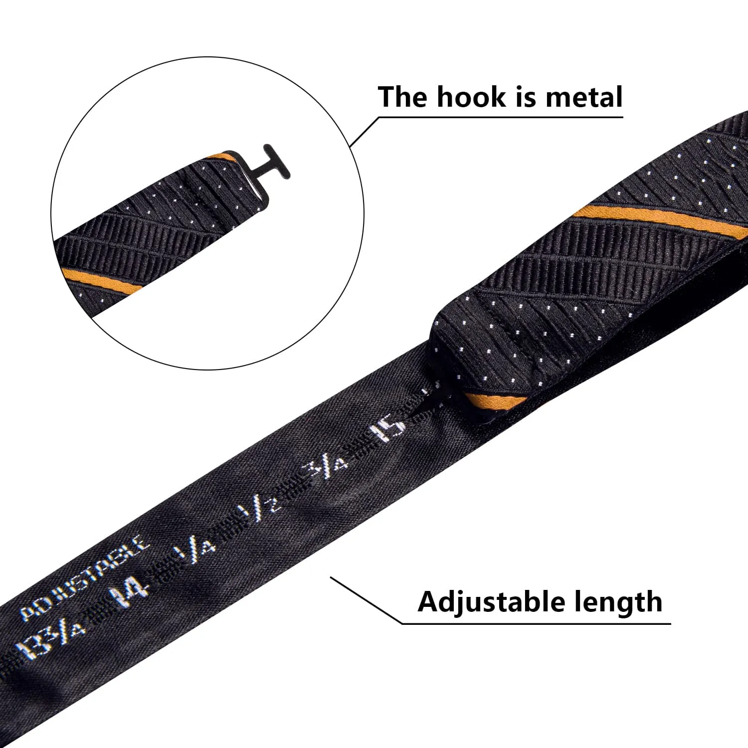 Ties2you Self-tie Bow Ties Black Golden Striped Silk Mens Business Bowtie Set sold by Ties2You product image thumbnail 5