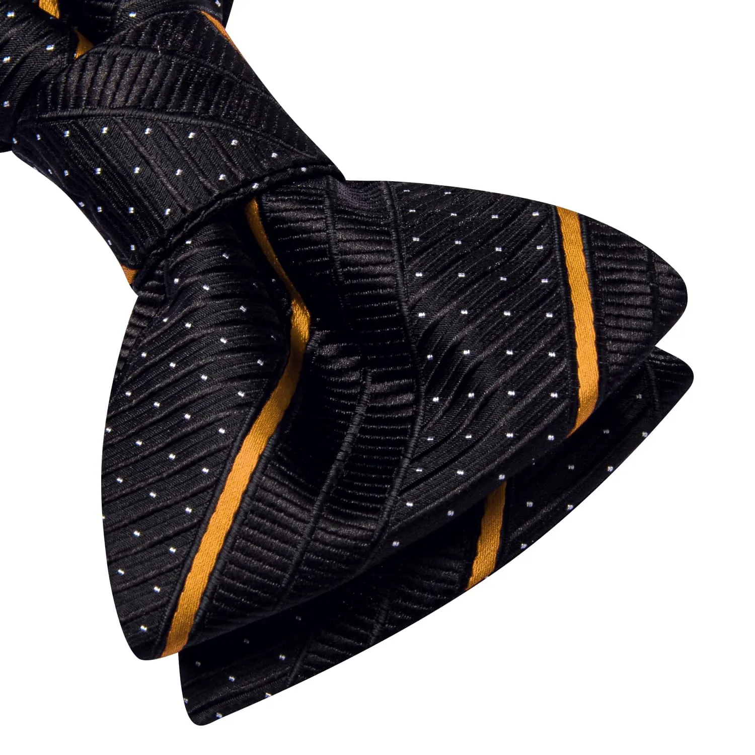 Ties2you Self-tie Bow Ties Black Golden Striped Silk Mens Business Bowtie Set sold by Ties2You product image thumbnail 3