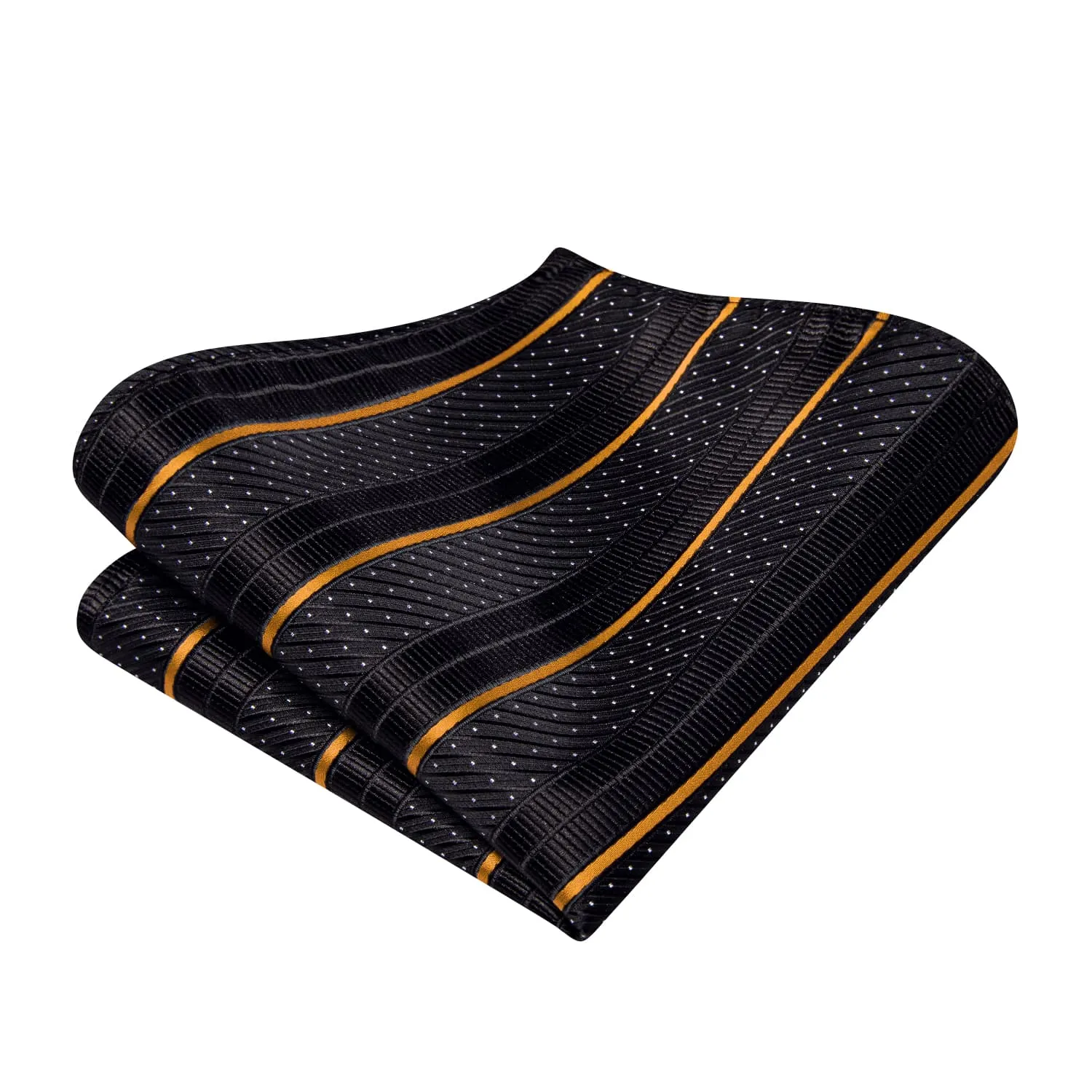 Ties2you Self-tie Bow Ties Black Golden Striped Silk Mens Business Bowtie Set sold by Ties2You product image thumbnail 4